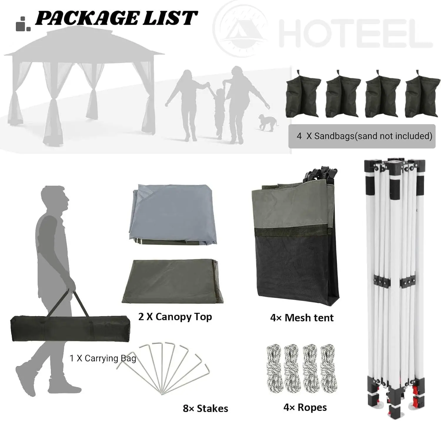 3×3m Pop Up Gazebo On Clearance - Upgrade Easy Up Metal Outdoor Gazebo Waterproof - Portable Gazebo with Mosquito Nettings