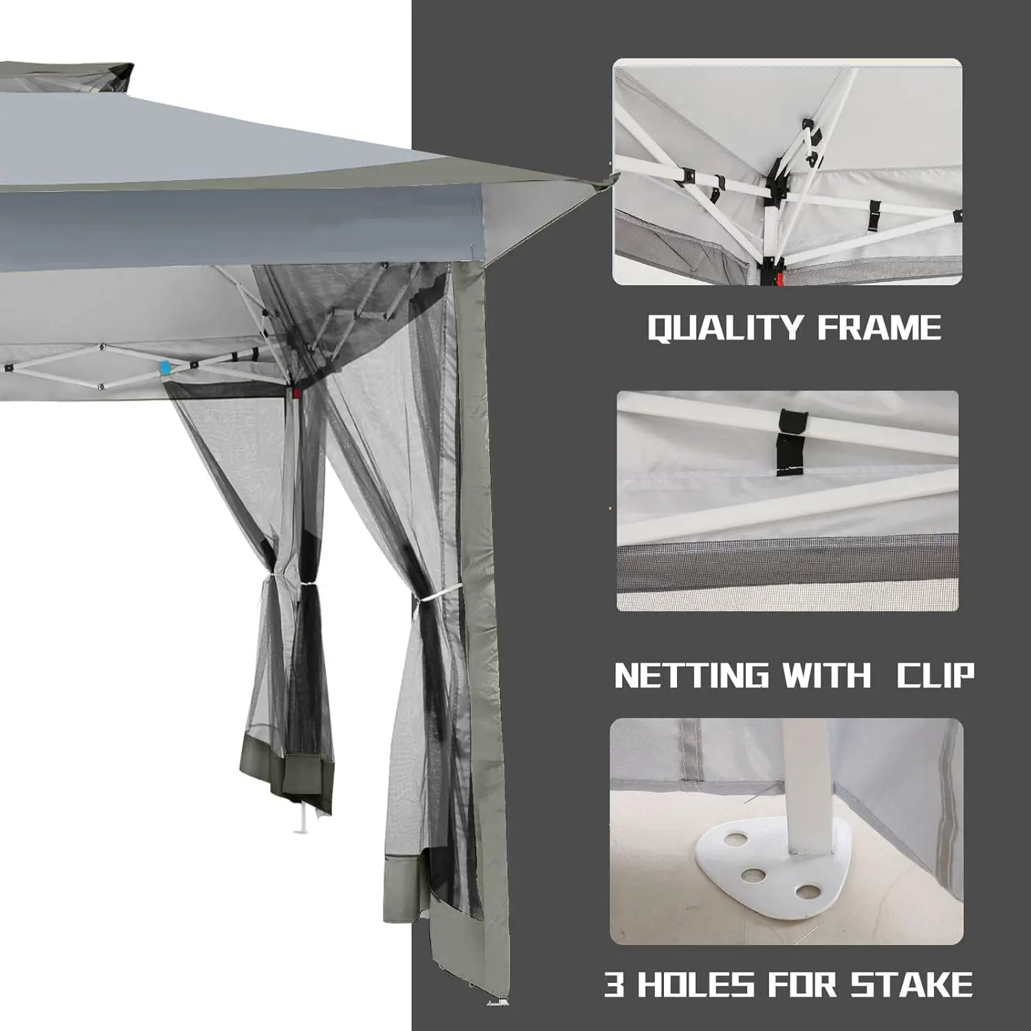 3×3m Pop Up Gazebo On Clearance - Upgrade Easy Up Metal Outdoor Gazebo Waterproof - Portable Gazebo with Mosquito Nettings