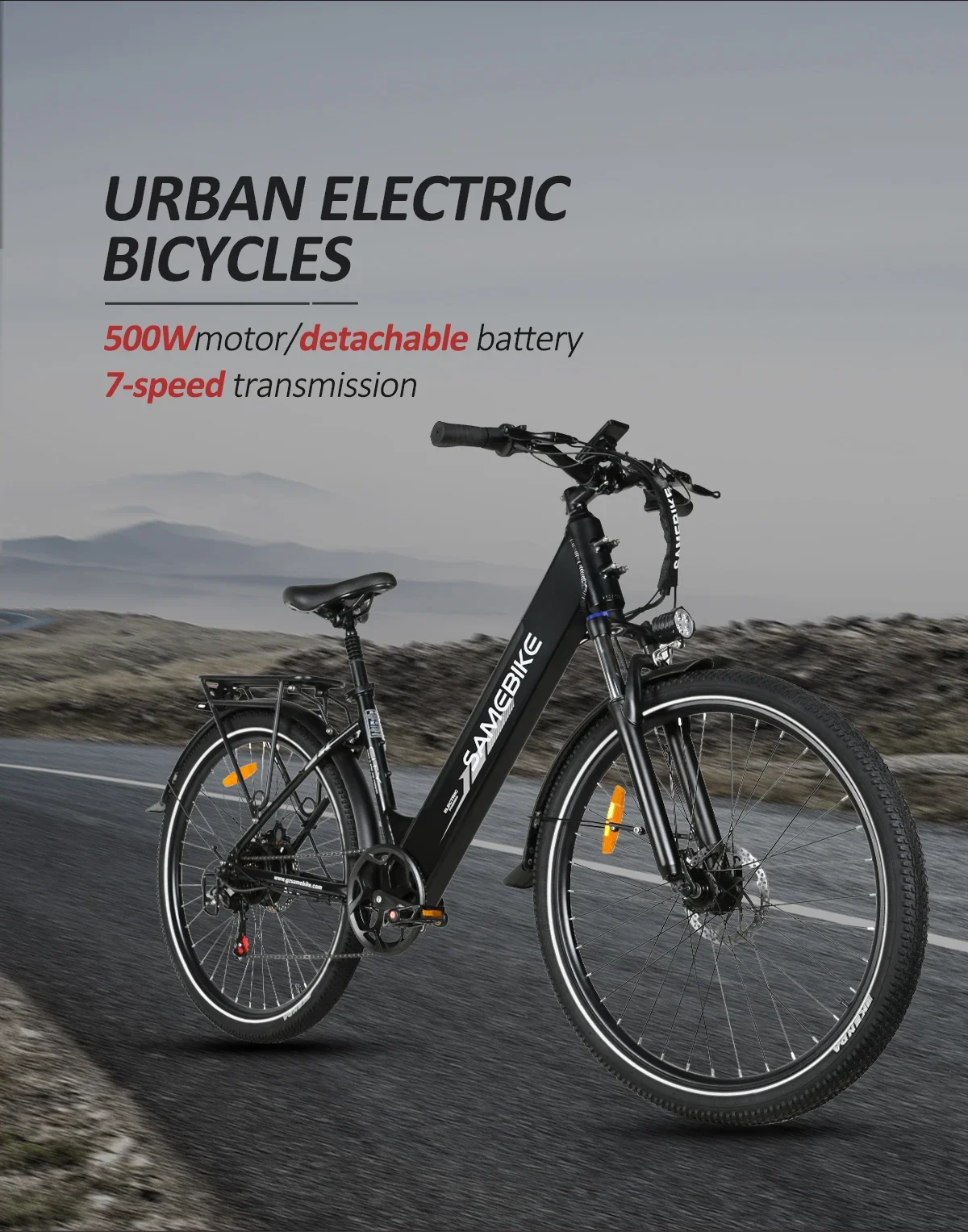 SAMEBIKE RS-A01Pro Electric Bicycle Brushless Motor 36V15AH Lithium Battery E Bike 26 Inch Tire Snow Adult Electric Bike