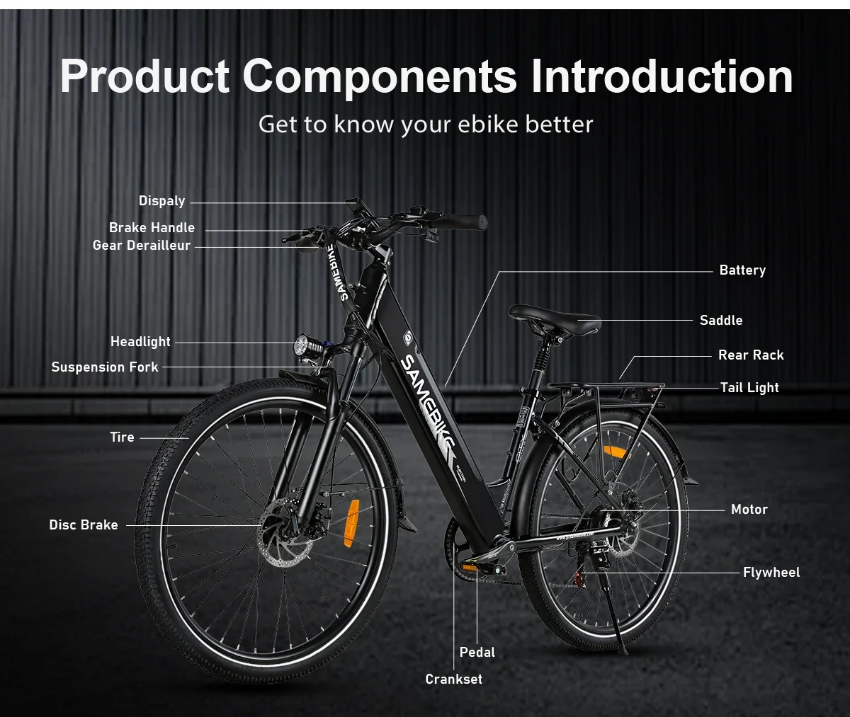 SAMEBIKE RS-A01Pro Electric Bicycle Brushless Motor 36V15AH Lithium Battery E Bike 26 Inch Tire Snow Adult Electric Bike