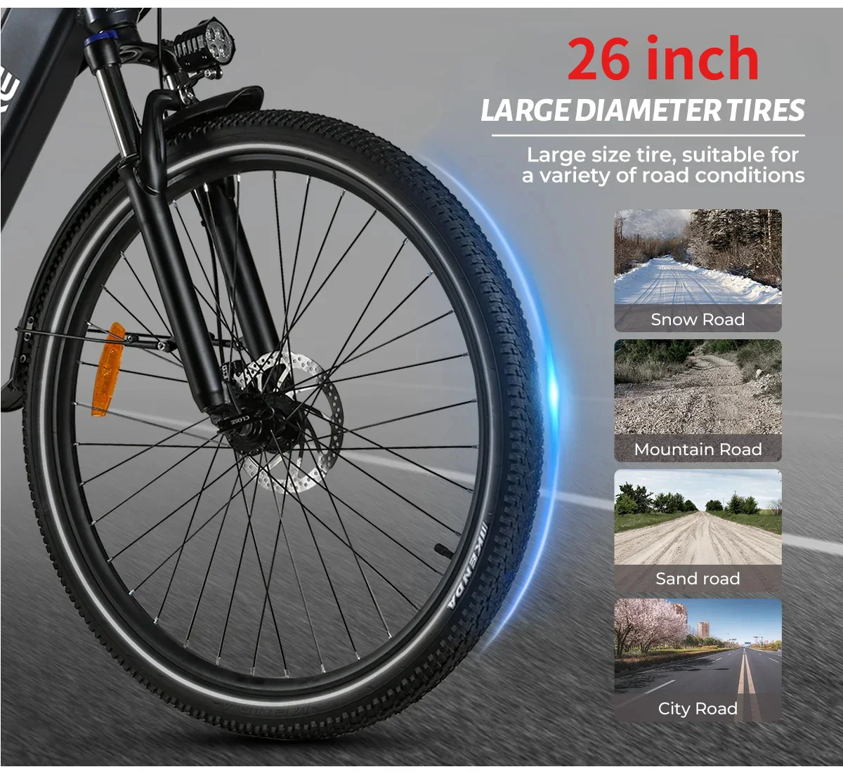 SAMEBIKE RS-A01Pro Electric Bicycle Brushless Motor 36V15AH Lithium Battery E Bike 26 Inch Tire Snow Adult Electric Bike