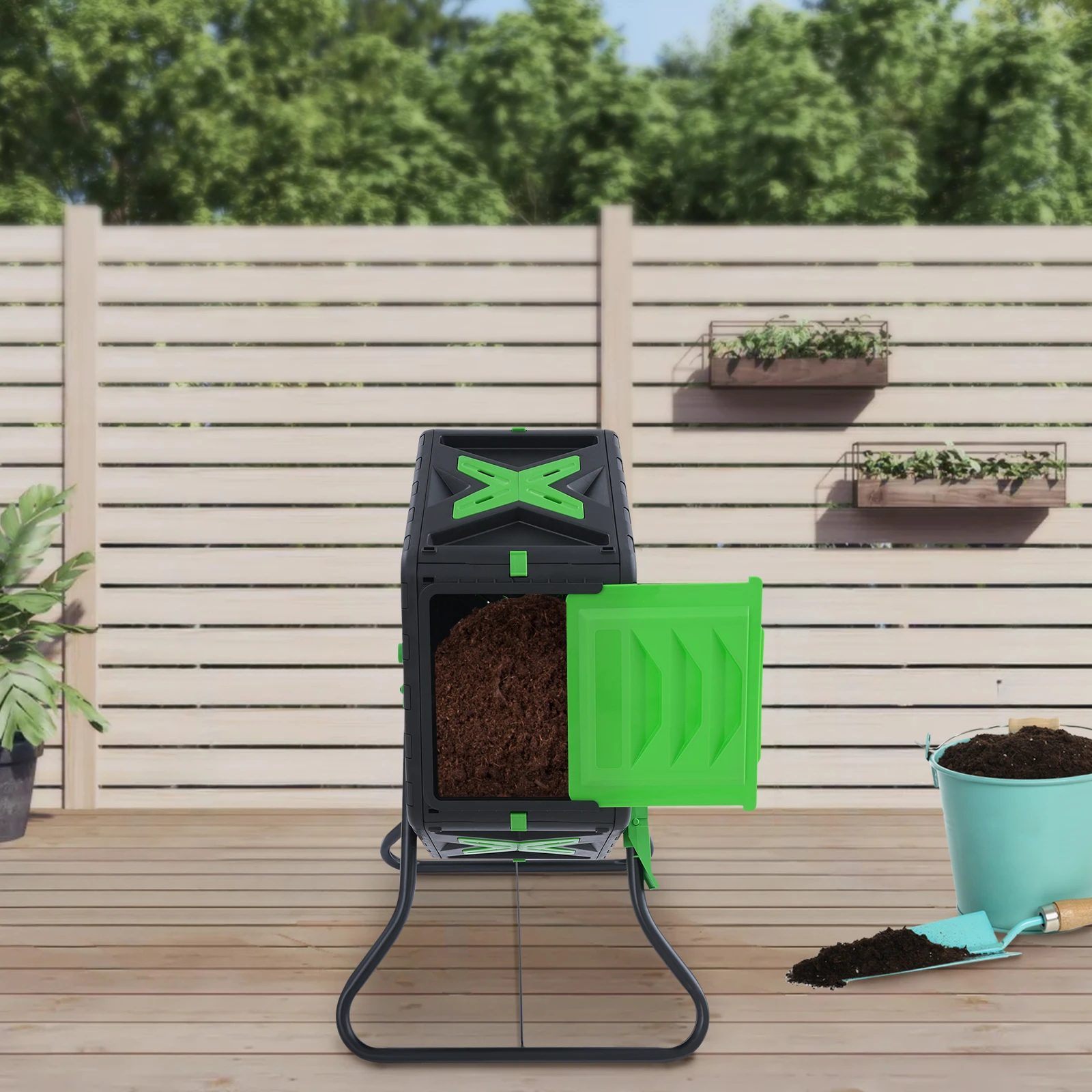 Tumbling Composter Rotating Compost Bin Single Chamber Compost Bin