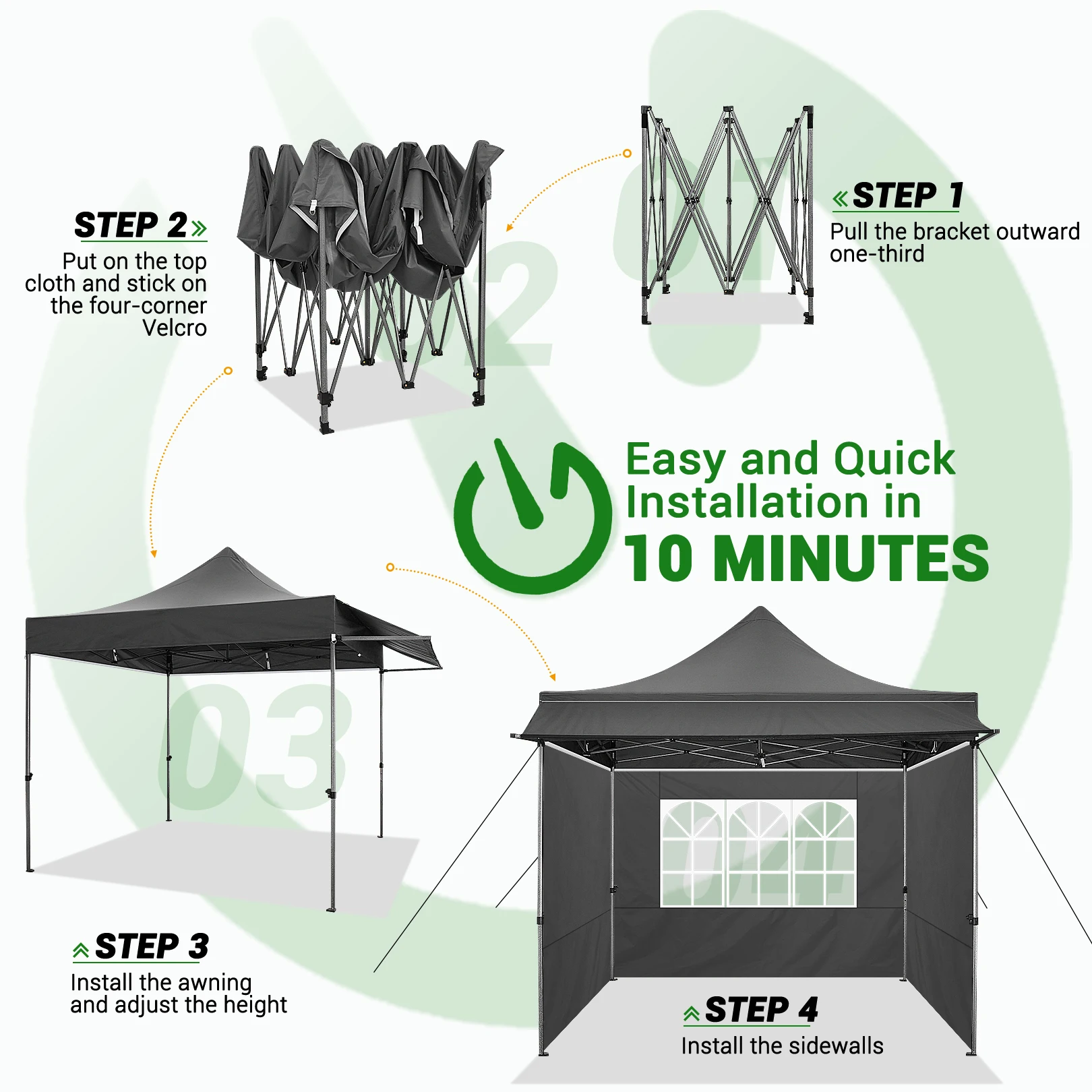 Gazebo 3x3 Waterproof Stable Winterproof with Awnings and Sidewalls,UV Protection 50+ Pop-up Gazebo Foldable Party Tent for Gard