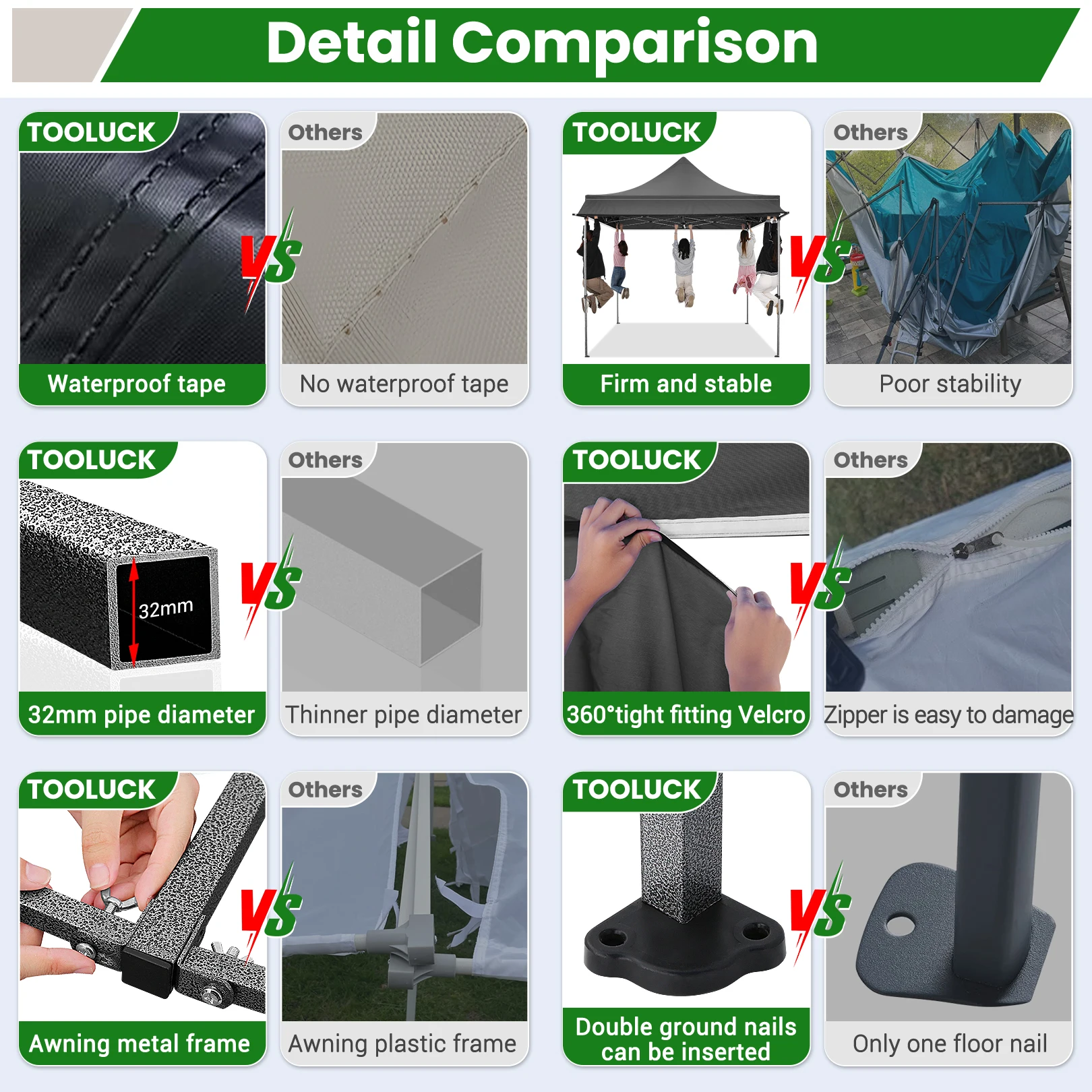 Gazebo 3x3 Waterproof Stable Winterproof with Awnings and Sidewalls,UV Protection 50+ Pop-up Gazebo Foldable Party Tent for Gard