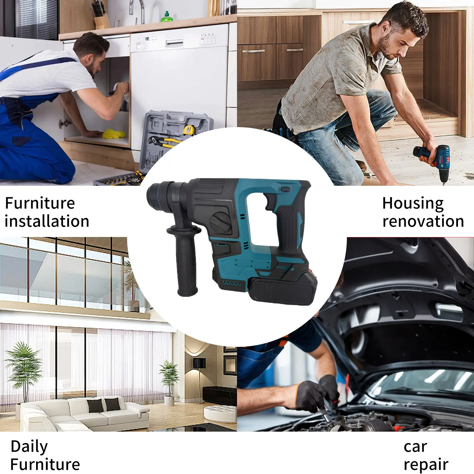 Brushless Electric Hammer Drill Rechargeable Cordless Rotary Hammer Drilling And Chiseling Tool For Cut Concrete Steel Or Wood