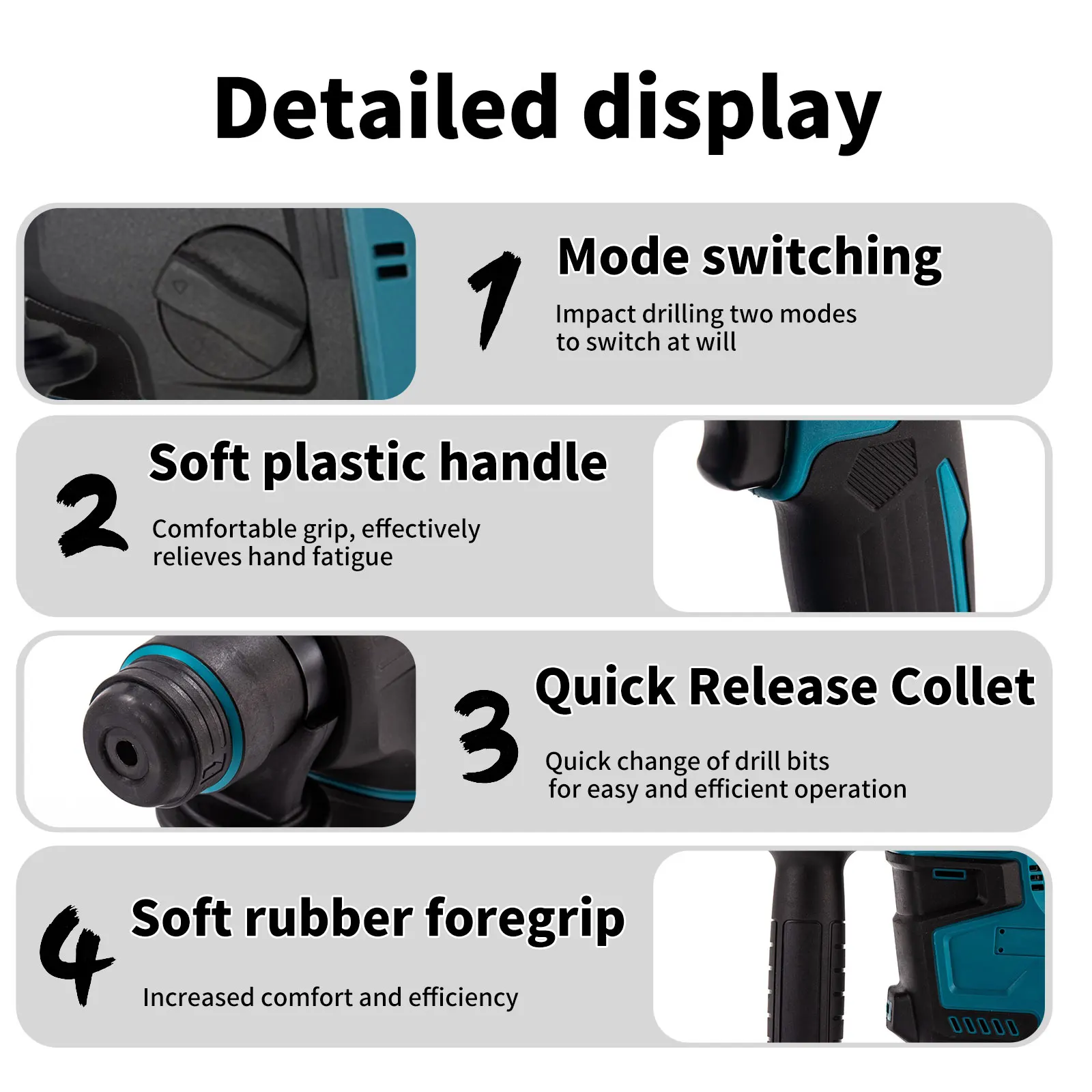 Brushless Electric Hammer Drill Rechargeable Cordless Rotary Hammer Drilling And Chiseling Tool For Cut Concrete Steel Or Wood