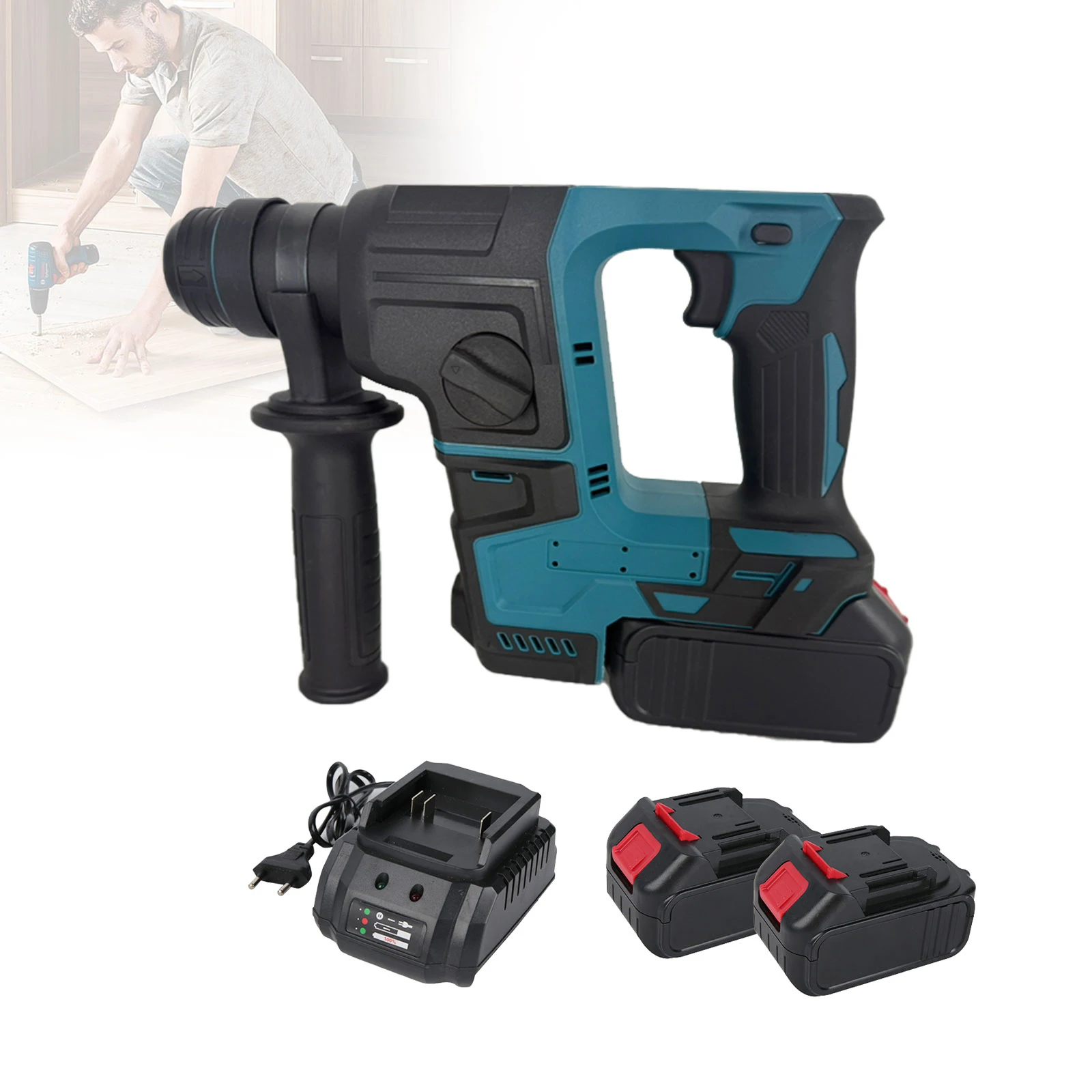 Brushless Electric Hammer Drill Rechargeable Cordless Rotary Hammer Drilling And Chiseling Tool For Cut Concrete Steel Or Wood