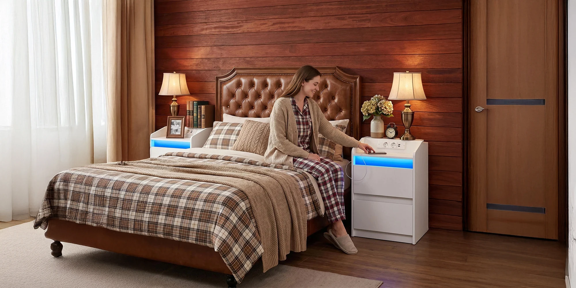 Bedside Table with 2 Drawers, Side Table, Stylish and Versatile, Ideal for Living Room and Bedroom