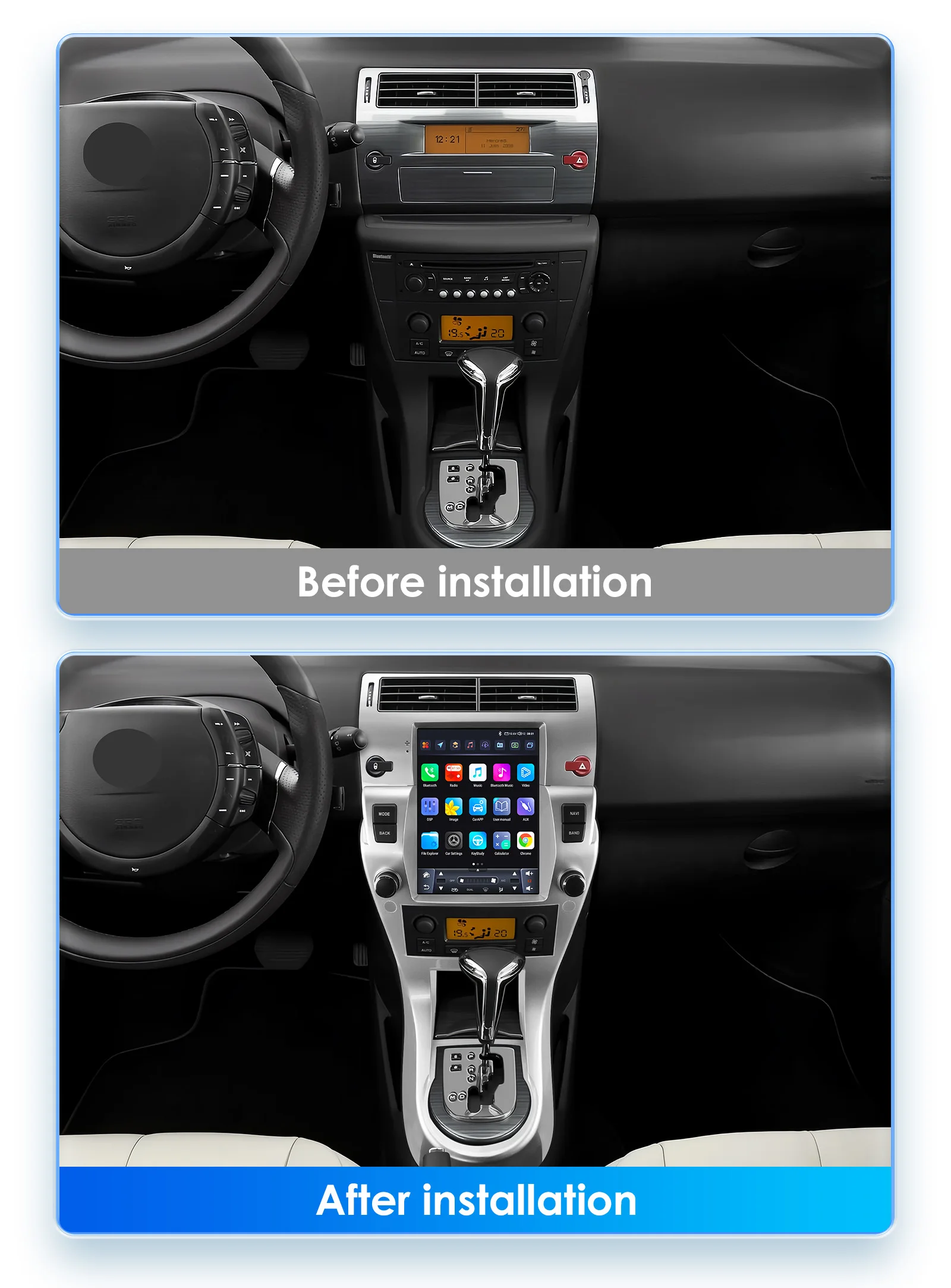 Hizpo 9.7" For Tesla Style Car Radio For for Citroen C4 C-Triomphe C- Quatre 2004 - 2012 Carplay Android Auto Electronic Devices