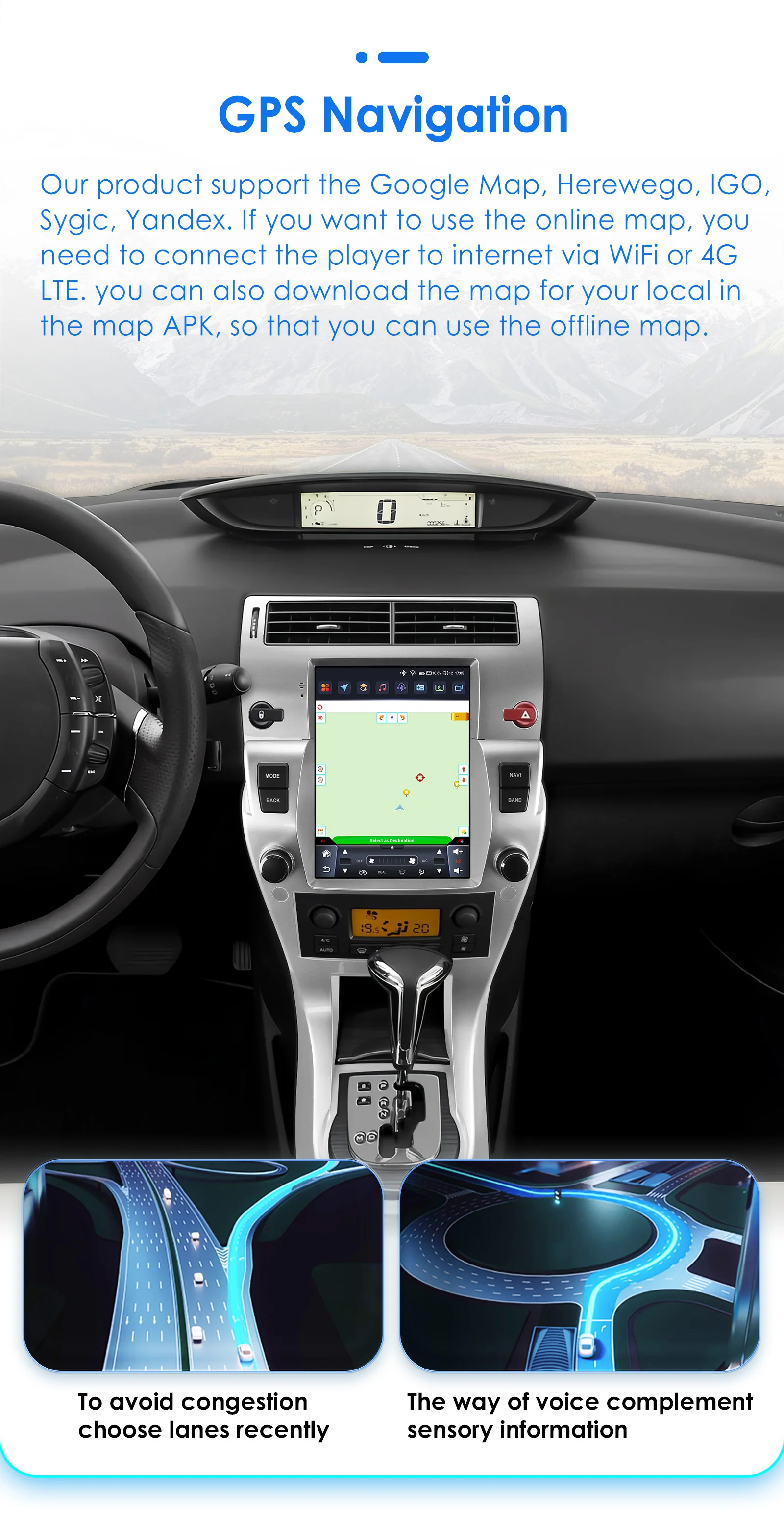 Hizpo 9.7" For Tesla Style Car Radio For for Citroen C4 C-Triomphe C- Quatre 2004 - 2012 Carplay Android Auto Electronic Devices