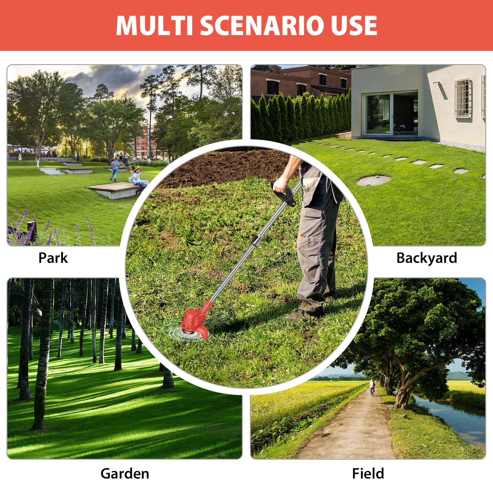 BRIEFNESS Cordless Strimmer,Lightweight Electric Grass Trimmer and Edger,Ideal for Lawn Care,Weed Control,and Garden Maintenance