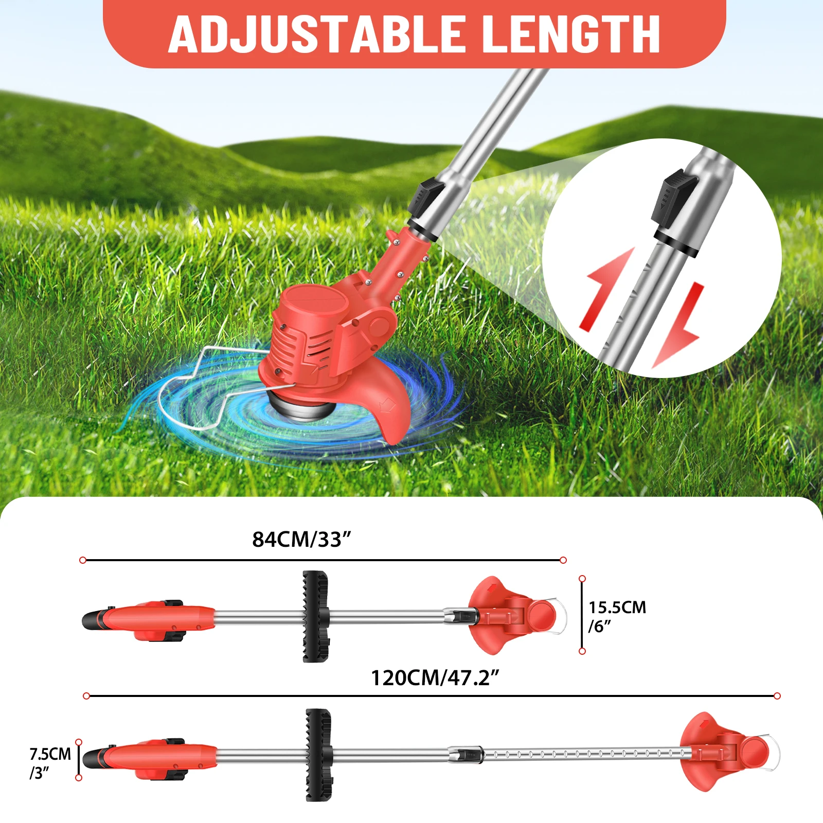 BRIEFNESS Cordless Strimmer,Lightweight Electric Grass Trimmer and Edger,Ideal for Lawn Care,Weed Control,and Garden Maintenance