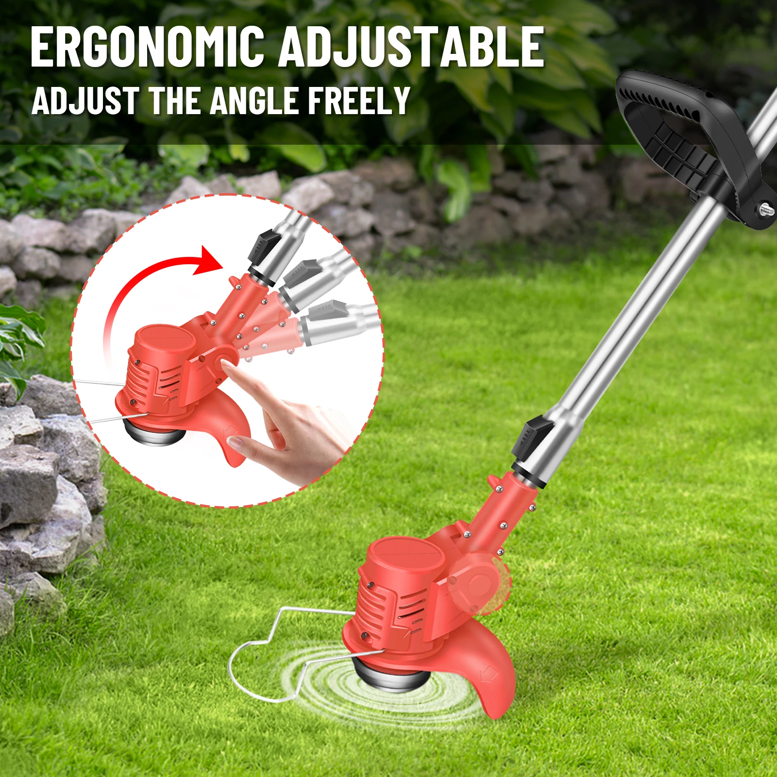 BRIEFNESS Cordless Strimmer,Lightweight Electric Grass Trimmer and Edger,Ideal for Lawn Care,Weed Control,and Garden Maintenance