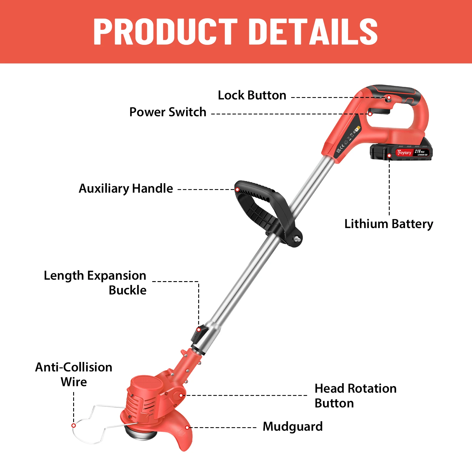 BRIEFNESS Cordless Strimmer,Lightweight Electric Grass Trimmer and Edger,Ideal for Lawn Care,Weed Control,and Garden Maintenance
