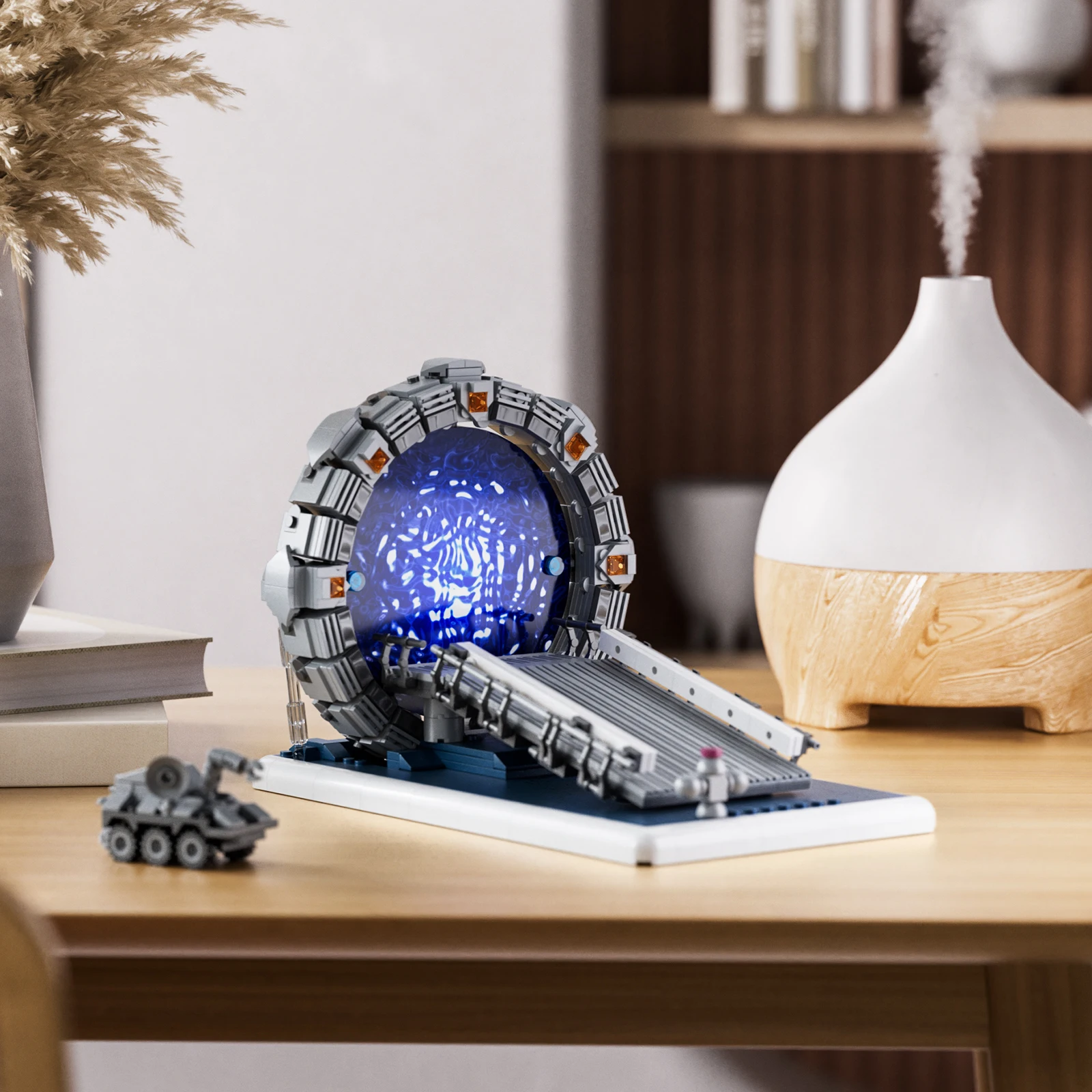 722PCS Stargateal Space Travel Machine Building Block Kit Sci-fi Movie Weaponized Mobile Chariots Model Toys Gifts for Kids Fans