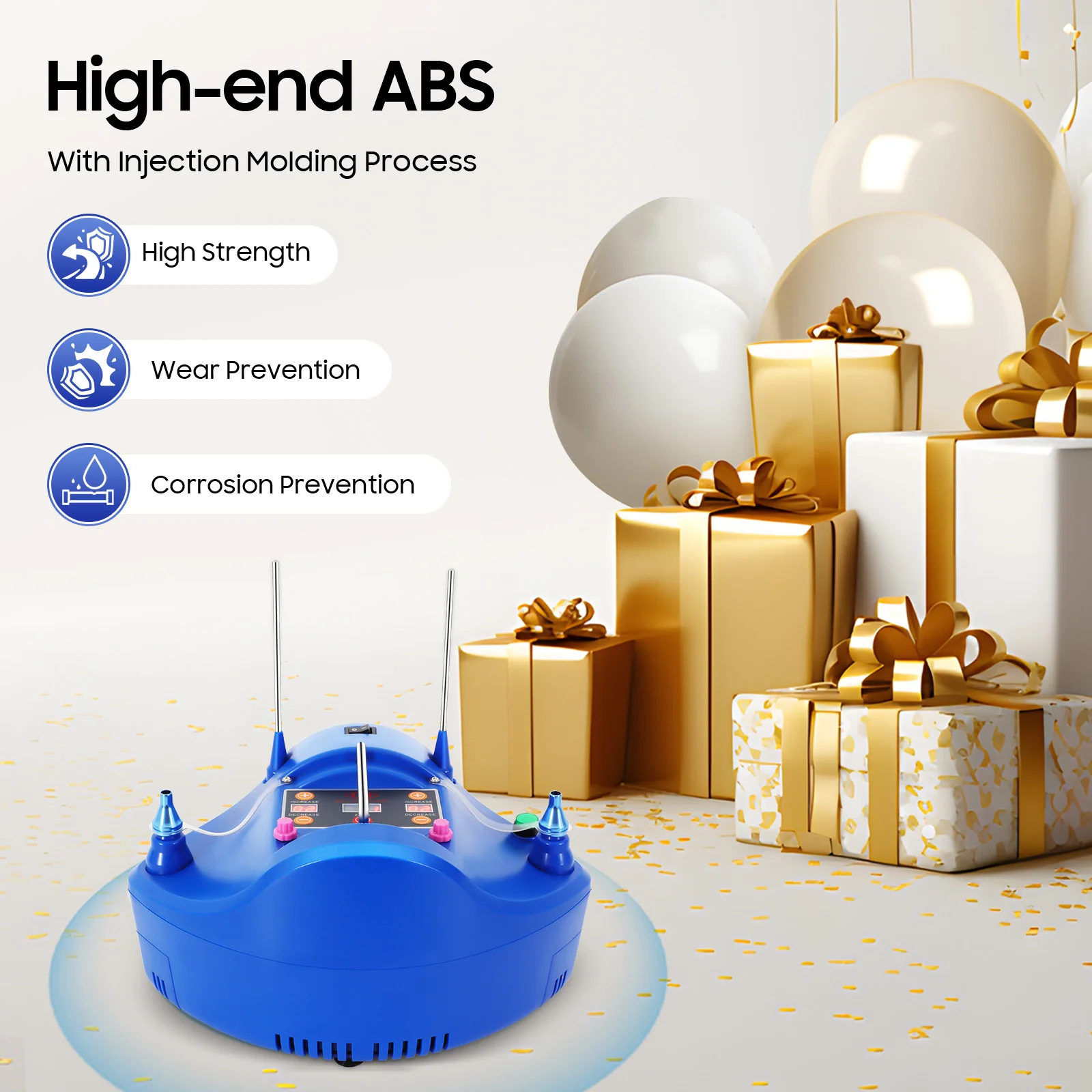 Premium Electric Balloon Blower -Dual Ports, Precise Time Control, Quick Heat Dissipation, Perfect for Birthday Parties & Events