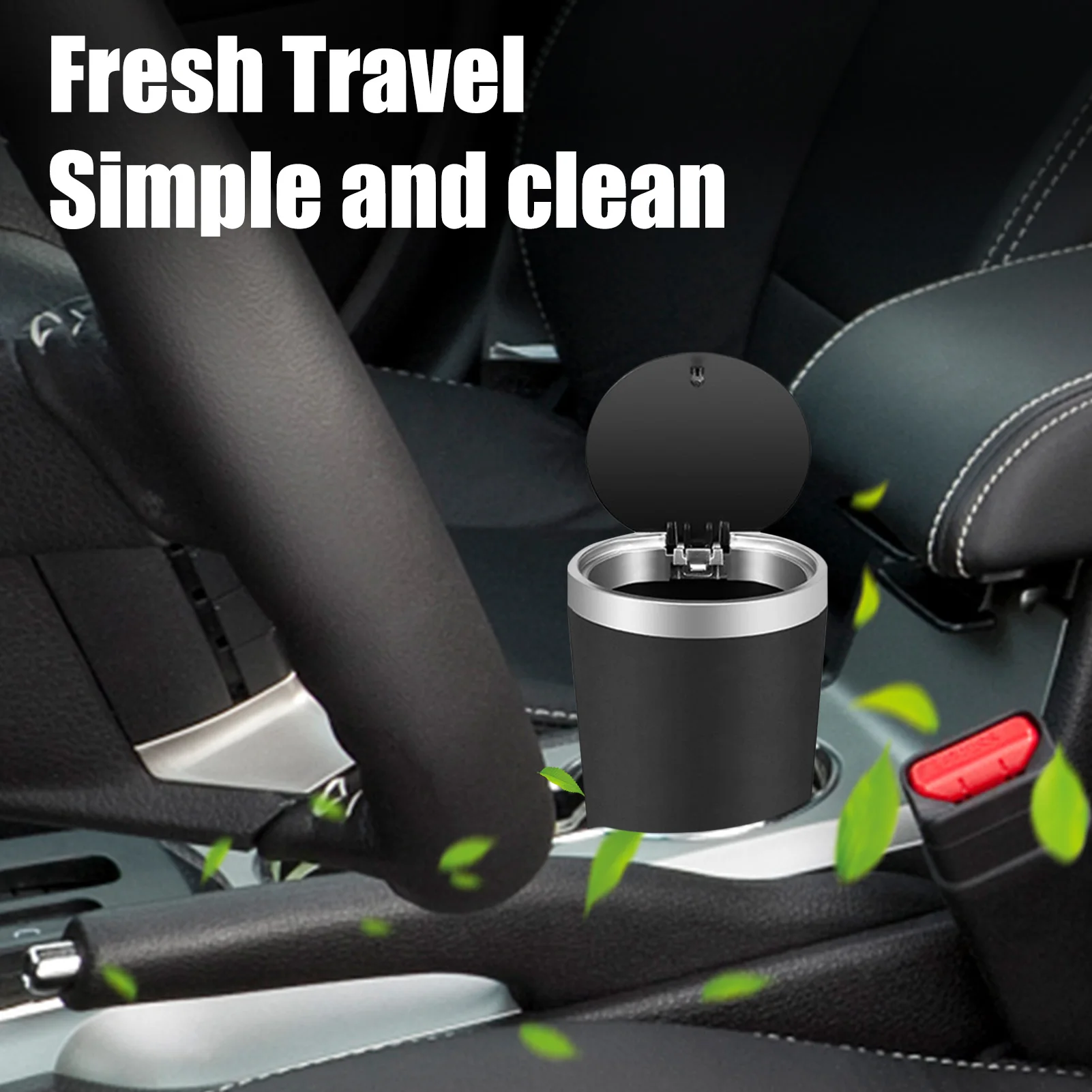 Cup Holder Garbage Can, 800ml Car Cup Trash Can, Washable Small Leakproof Lid Press To Open Trash Cup For Store Rubbish