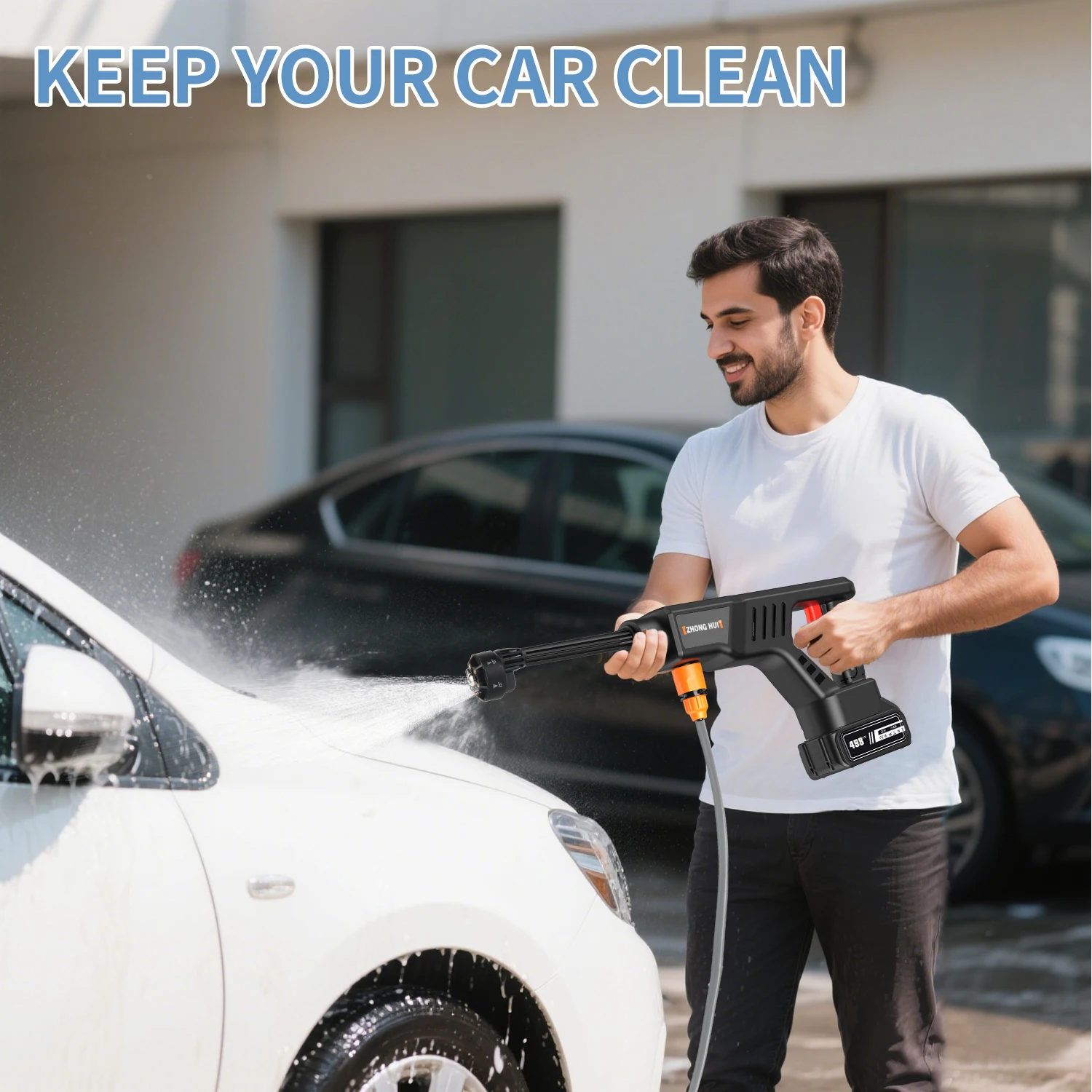 300W High-Pressure Brushed Car Wash Water Gun Automatic Cleaning Foam Dispenser with Filtration Device for Cleaning Floor Window