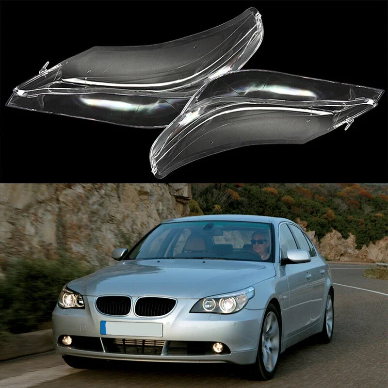 Car Headlight Lens Cover For BMW E60 E61 5 Series 525i 530i 545i 550i 2004-2010 Head Lamp Lampshade Clear Automotive DRL Shell