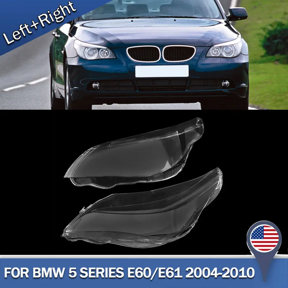Car Headlight Lens Cover For BMW E60 E61 5 Series 525i 530i 545i 550i 2004-2010 Head Lamp Lampshade Clear Automotive DRL Shell