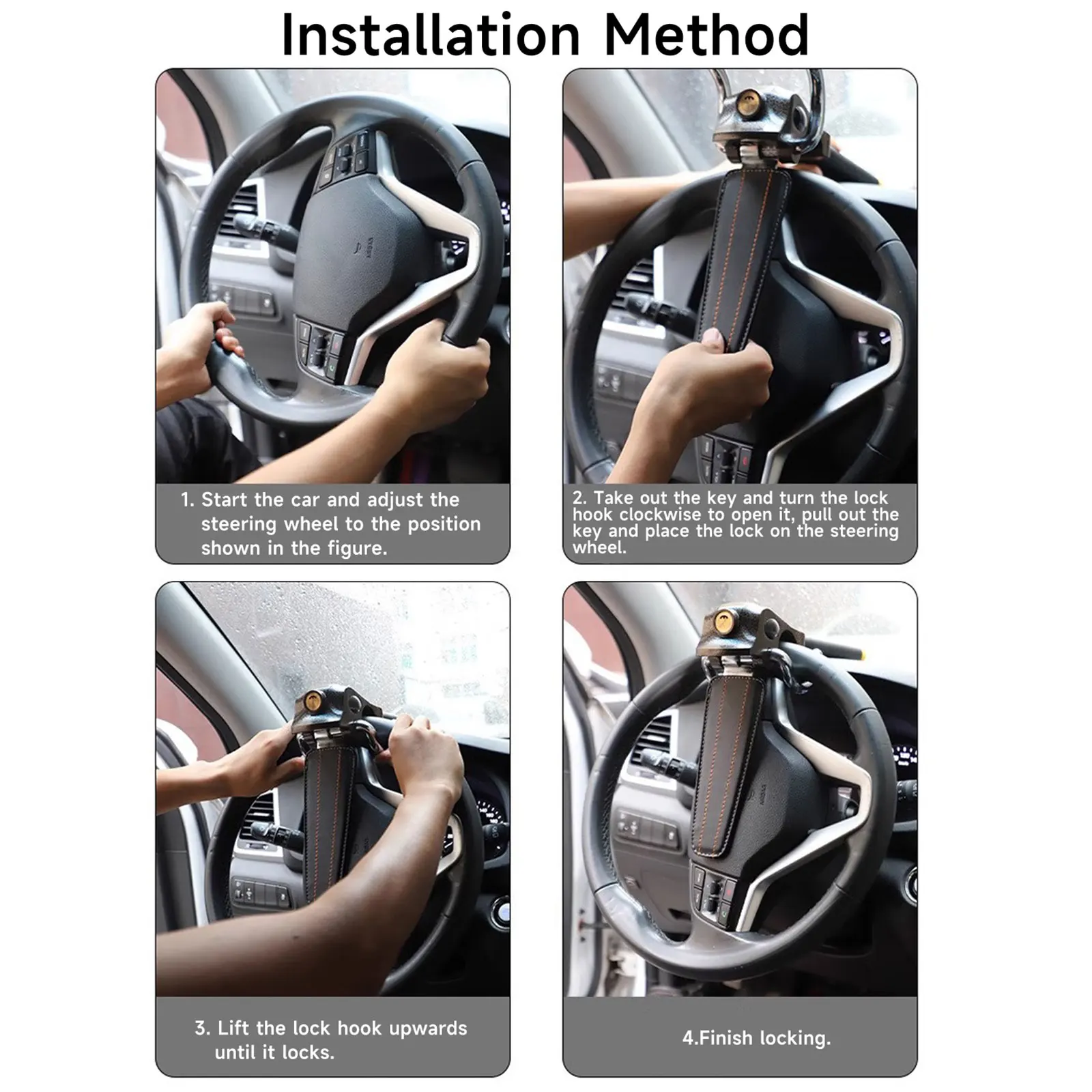 Car Steering Wheel Anti-theft Lock Aluminum Alloy Foldable Anti-theft Security Car Lock Protection Device For Cars Trucks Vans