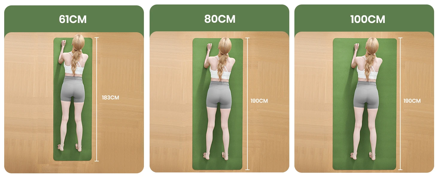 80Cm/100Cm Yoga Mat Non Slip Tpe Gymnastics Mat for Pilates Fitness & Training Sports Mat for Yoga Pilates & Gym