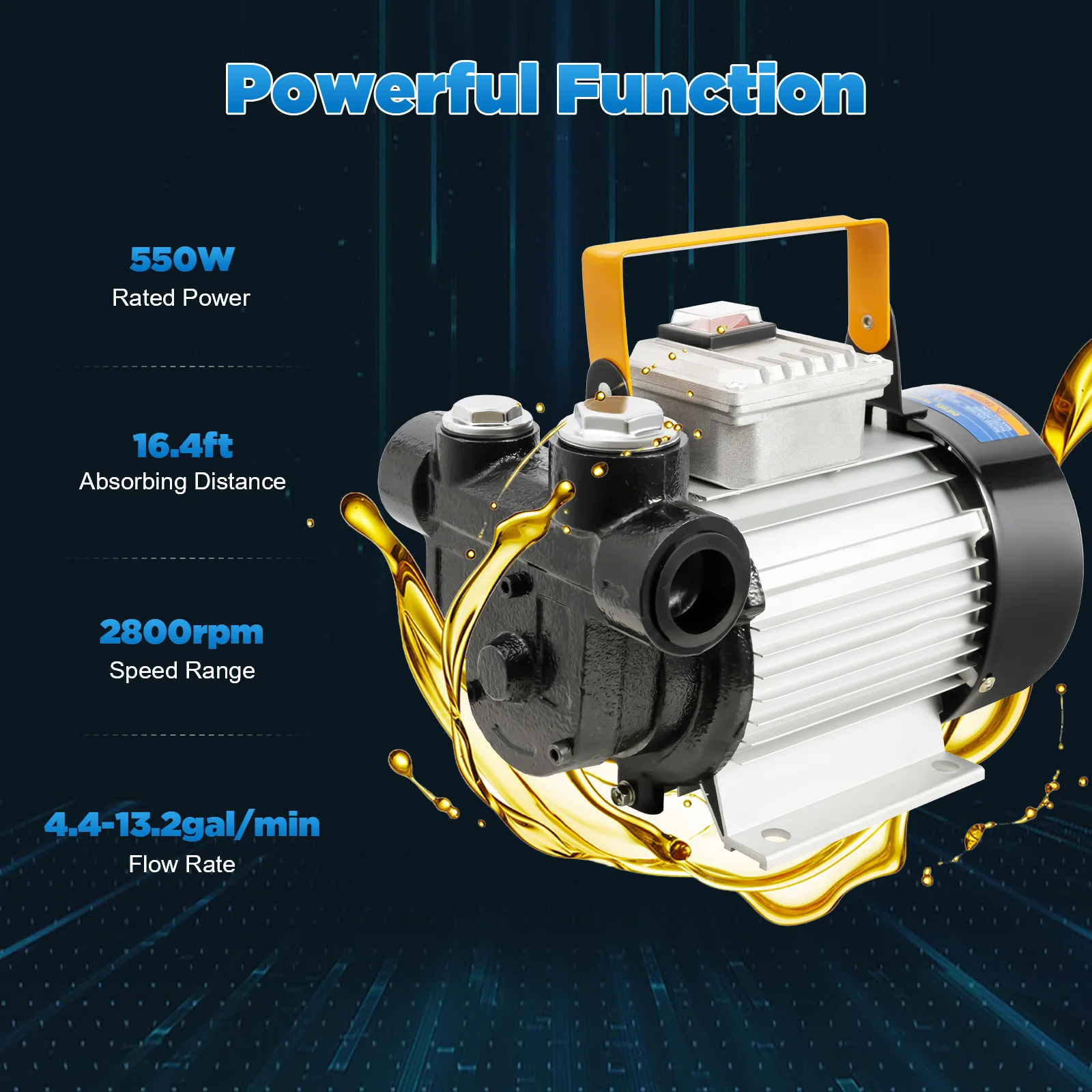 60L/Min Self Priming Electric Oil Pump Transfer Fuel Oil Diesel 550W Biodiesel Pump Heating Oil Pump Delivery Pump Suction Pump