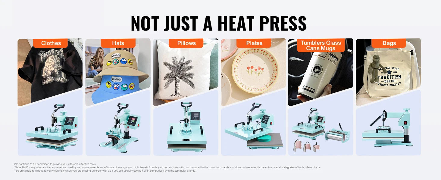 SucceBuy Heat Press Machine 12x15inch 8in 1 Heat Transfer Machine 360° Swing Away T-Shirt for T-Shirts/Mugs/Hats/Plates Pink