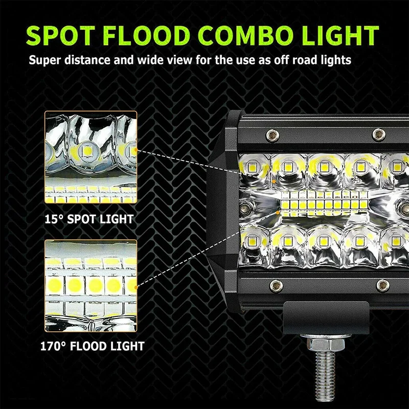 UNISHINE 4pcs 4inch 12v Offroad Spot Flood Combo Work Light LED Light Bar 6000K for Car SUV 4x4 Boat ATV Barra LED Headlights