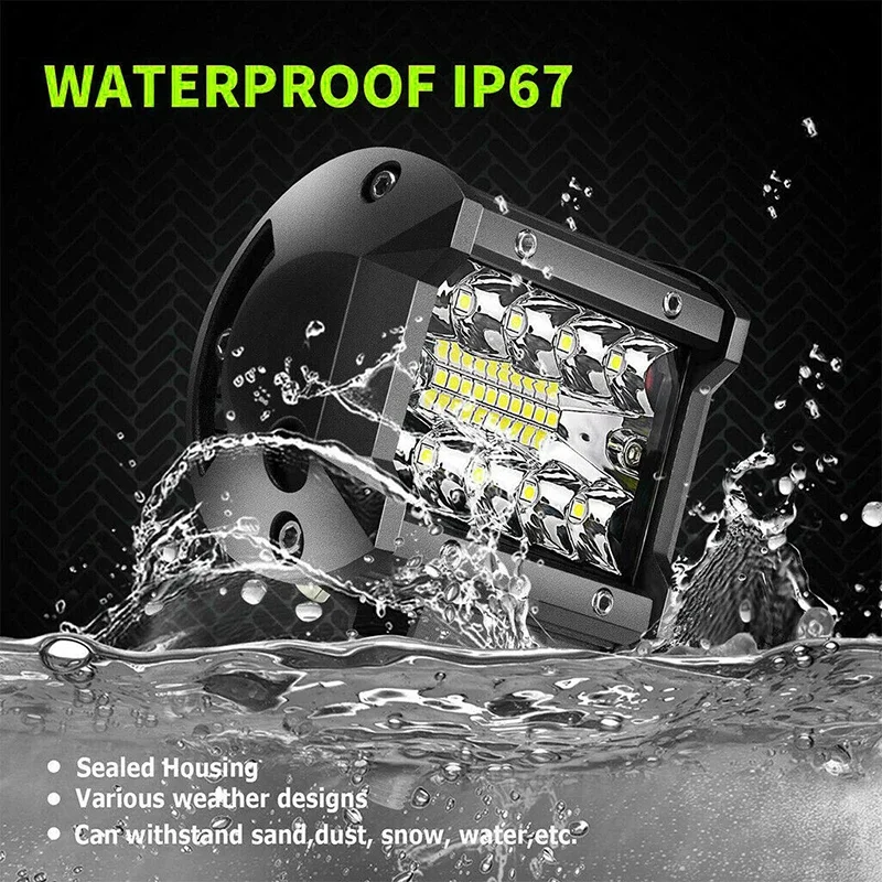 UNISHINE 4pcs 4inch 12v Offroad Spot Flood Combo Work Light LED Light Bar 6000K for Car SUV 4x4 Boat ATV Barra LED Headlights