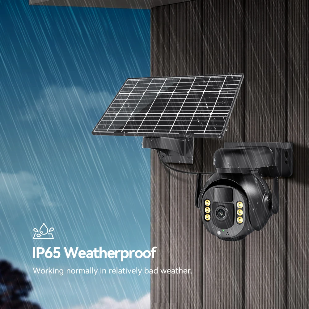 PTZ Outdoor 4G Solar Camera 8MP High-Definition Built-In Battery Video Security Camera PIR Human Body Sensing Long Standby Time