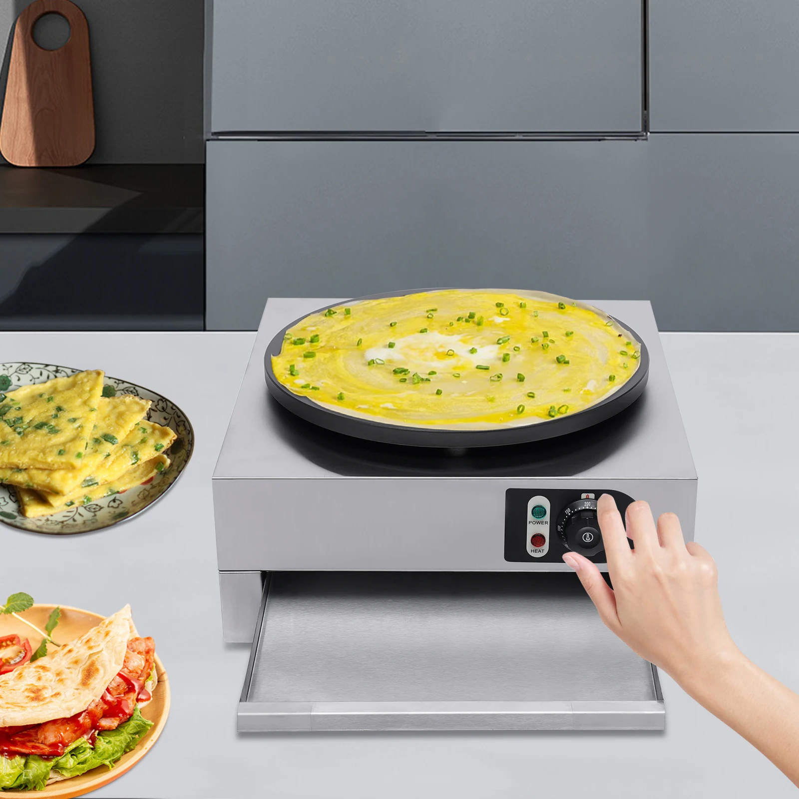 3KW Electric Crepe Maker 40cm Non-Stick Pan, Pancake Machine 220V, Kitchen Cooking Tools for Home & Shop Use