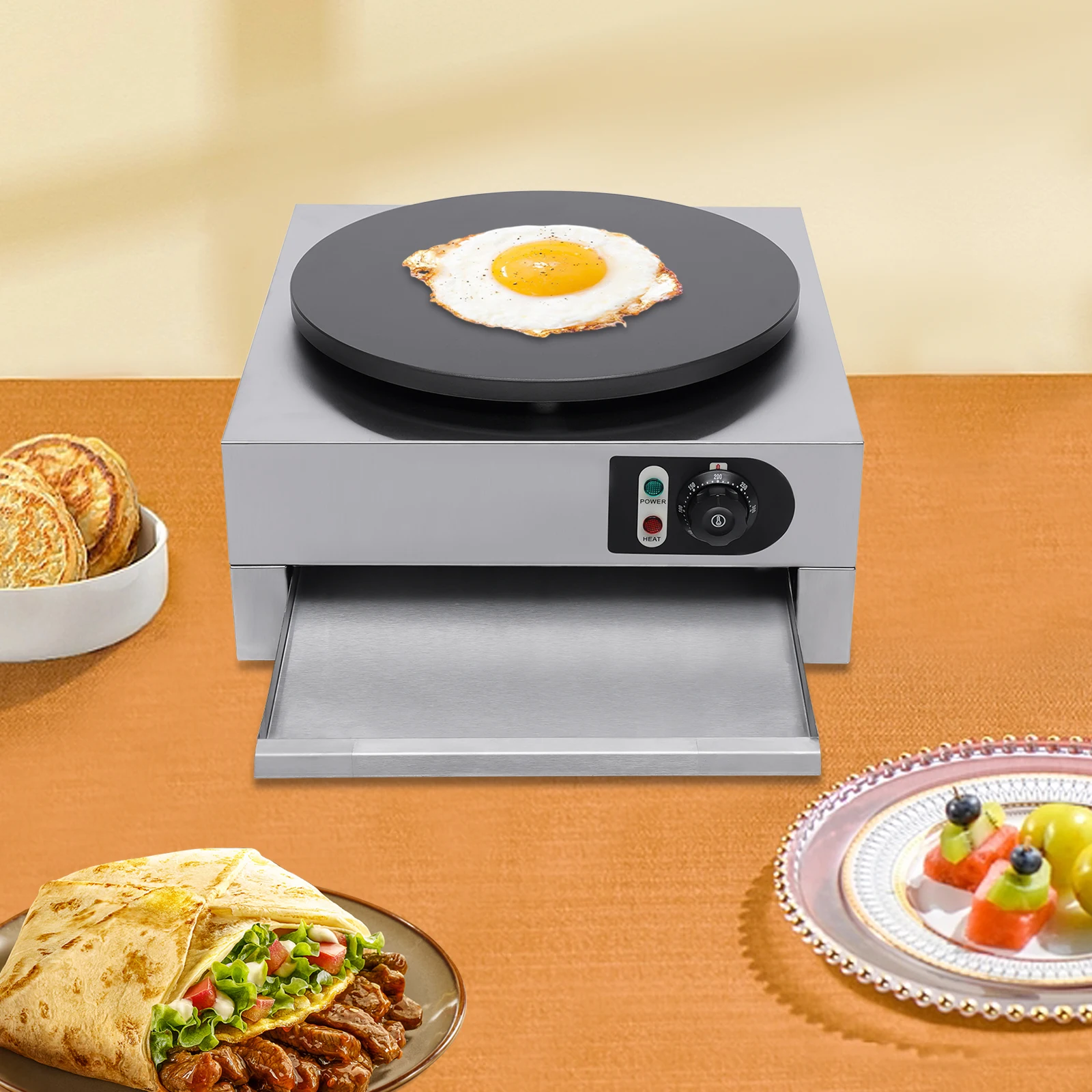 3KW Electric Crepe Maker 40cm Non-Stick Pan, Pancake Machine 220V, Kitchen Cooking Tools for Home & Shop Use