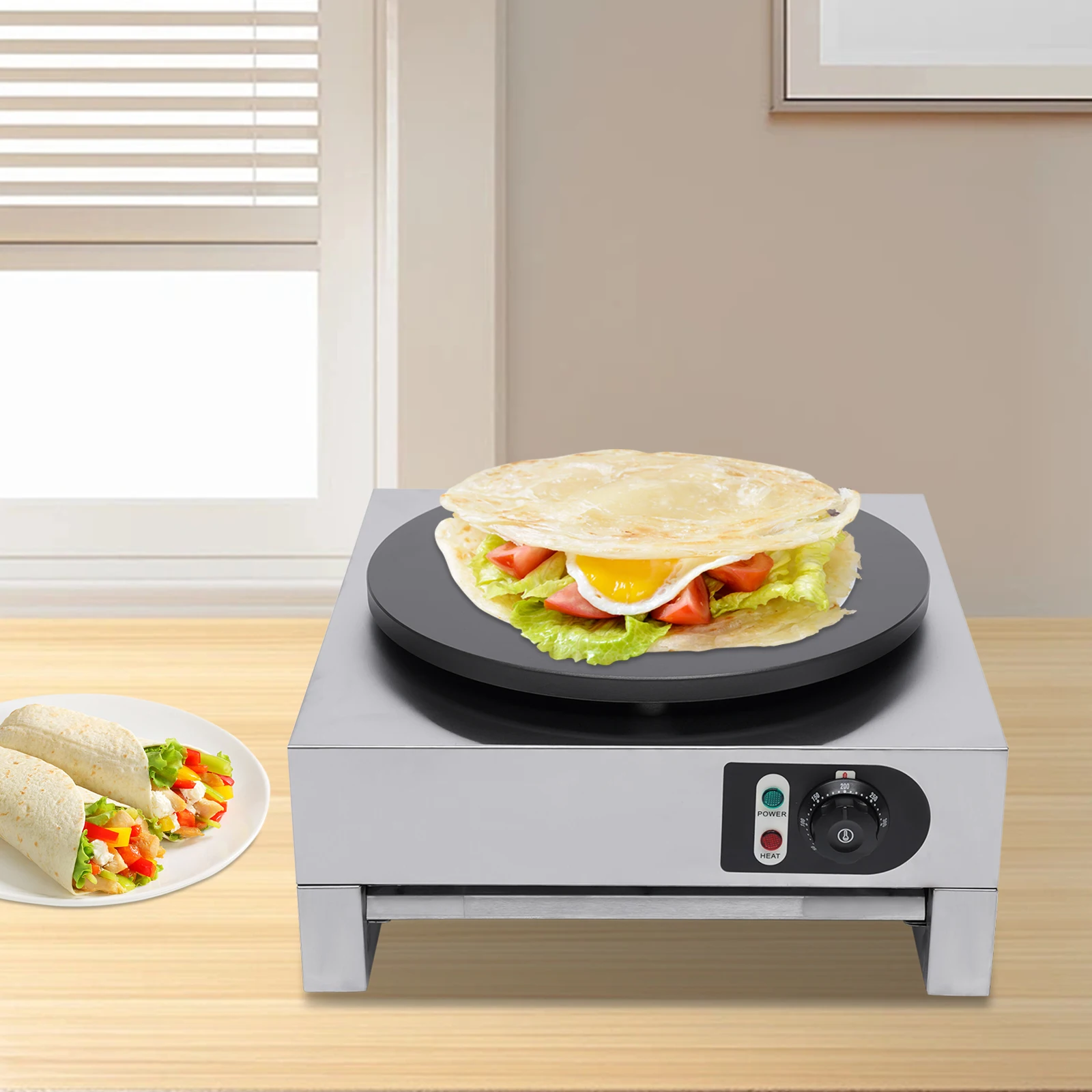 3KW Electric Crepe Maker 40cm Non-Stick Pan, Pancake Machine 220V, Kitchen Cooking Tools for Home & Shop Use