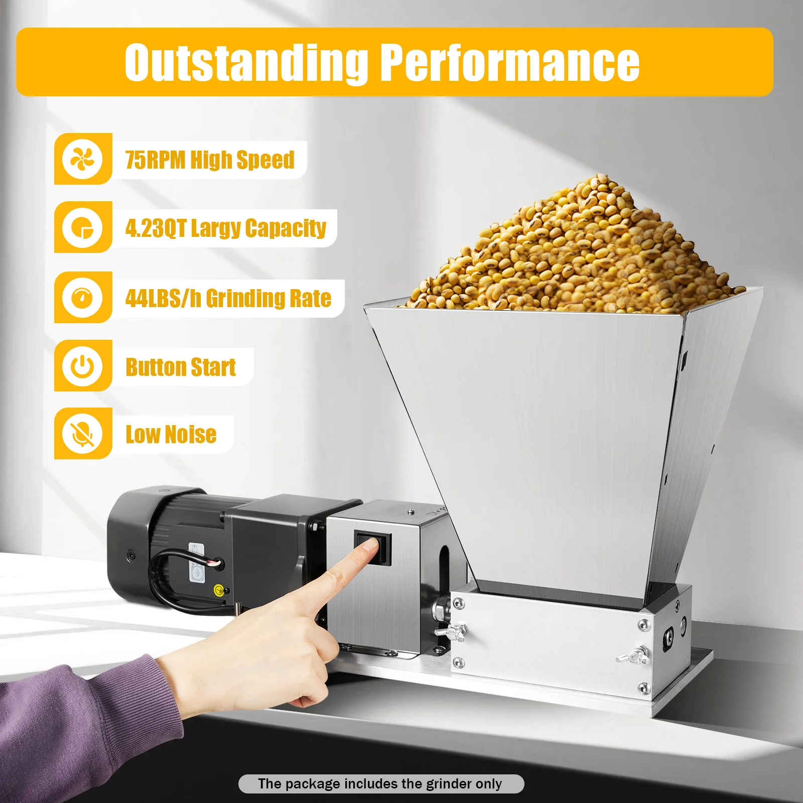 4L Electric Grain Mill 20kg/h Barley Grinder Wet/Dry Malt Crusher Grain HomeBrew Mill Widely Use For Grain Feed Production