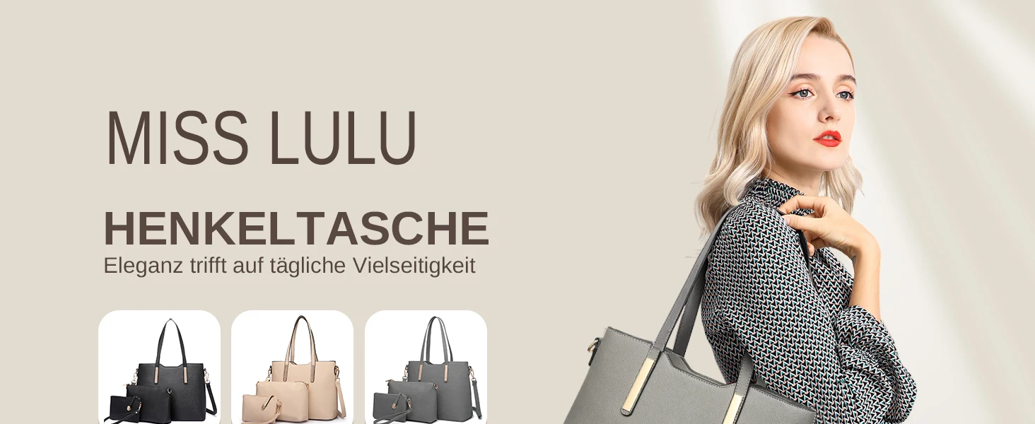 Miss Lulu WOMEN'S Shoulder bag Set 3 Piece Large Handle bag Carry bag Tote Bag Women handbag Comfortable