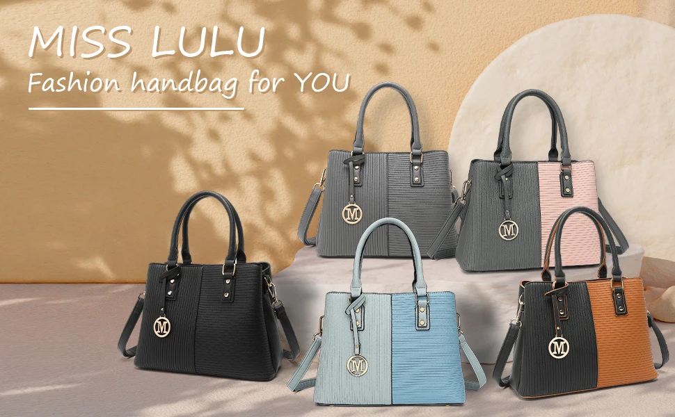 Miss Lulu WOMEN'S Handbag, PU leather Elegant Handle bag, Vintage Hobo bag with Detachable Shoulder Strap and Top Handle