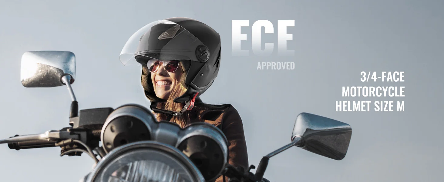 SucceBuy 3/4-Face Motorcycle Helmet , Smart Street ABS & High Density Helmet with Interchangeable Lens, Fit for Youth & Adults