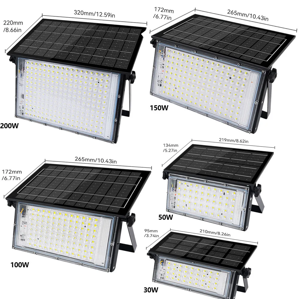 200W/150W/100W/50W/30W Solar Floodlight Outdoor Waterproof LED Spotlight with Remote Control Solar Powered Wall Lamp For Patio Garage Backyard Street