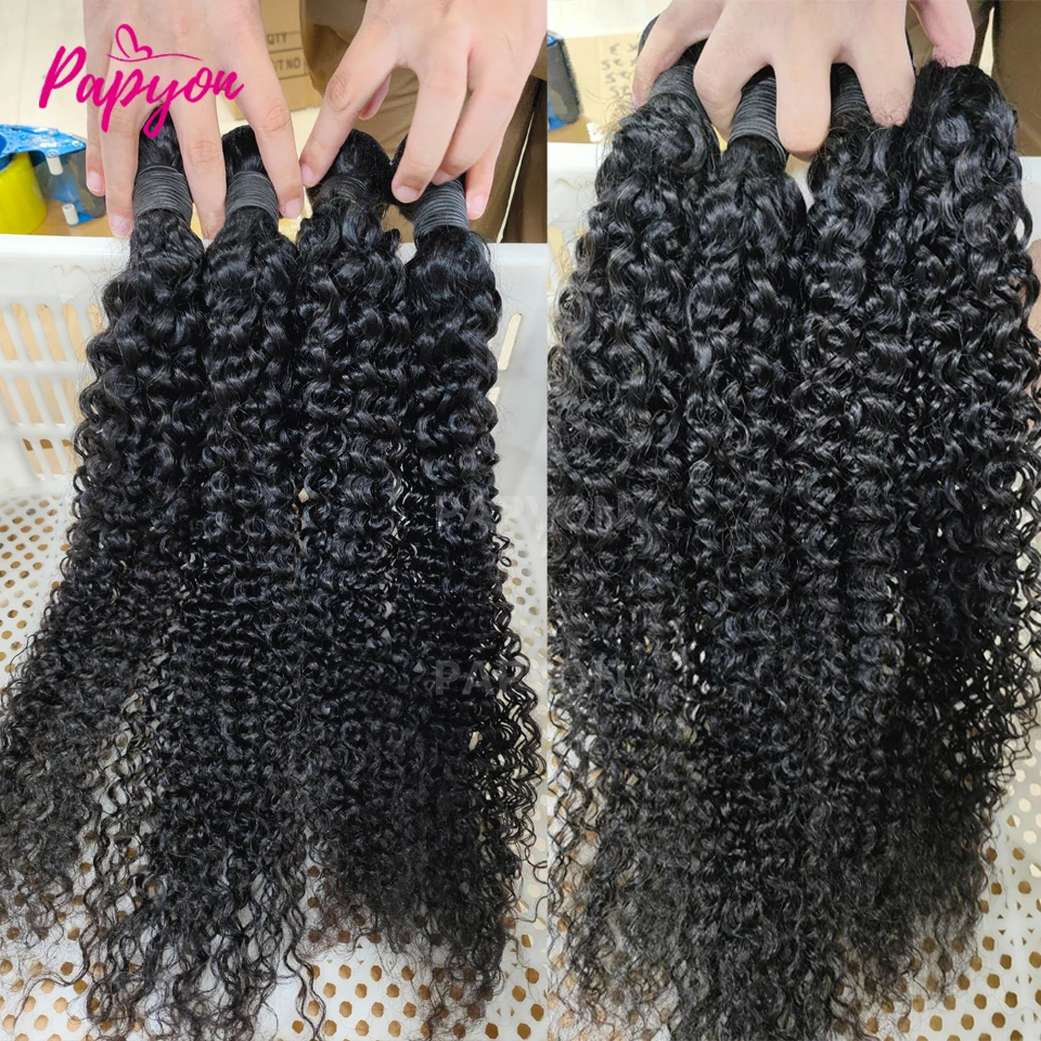 12A Brazilian Kinky Curly Bundles With Closure Human Hair Bundle Jerrly Curly Hair Bundles With Closure 4x4 Transparent Lace