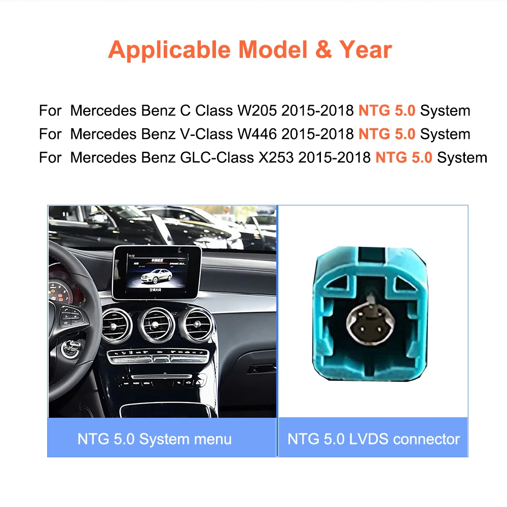 Bonroad 10.25/12.3 "Wireless Carplay Android Auto Screen For Mercedes Benz C Class W205 GLC X253 V-Class W446 2014-2018 NTG 5.0