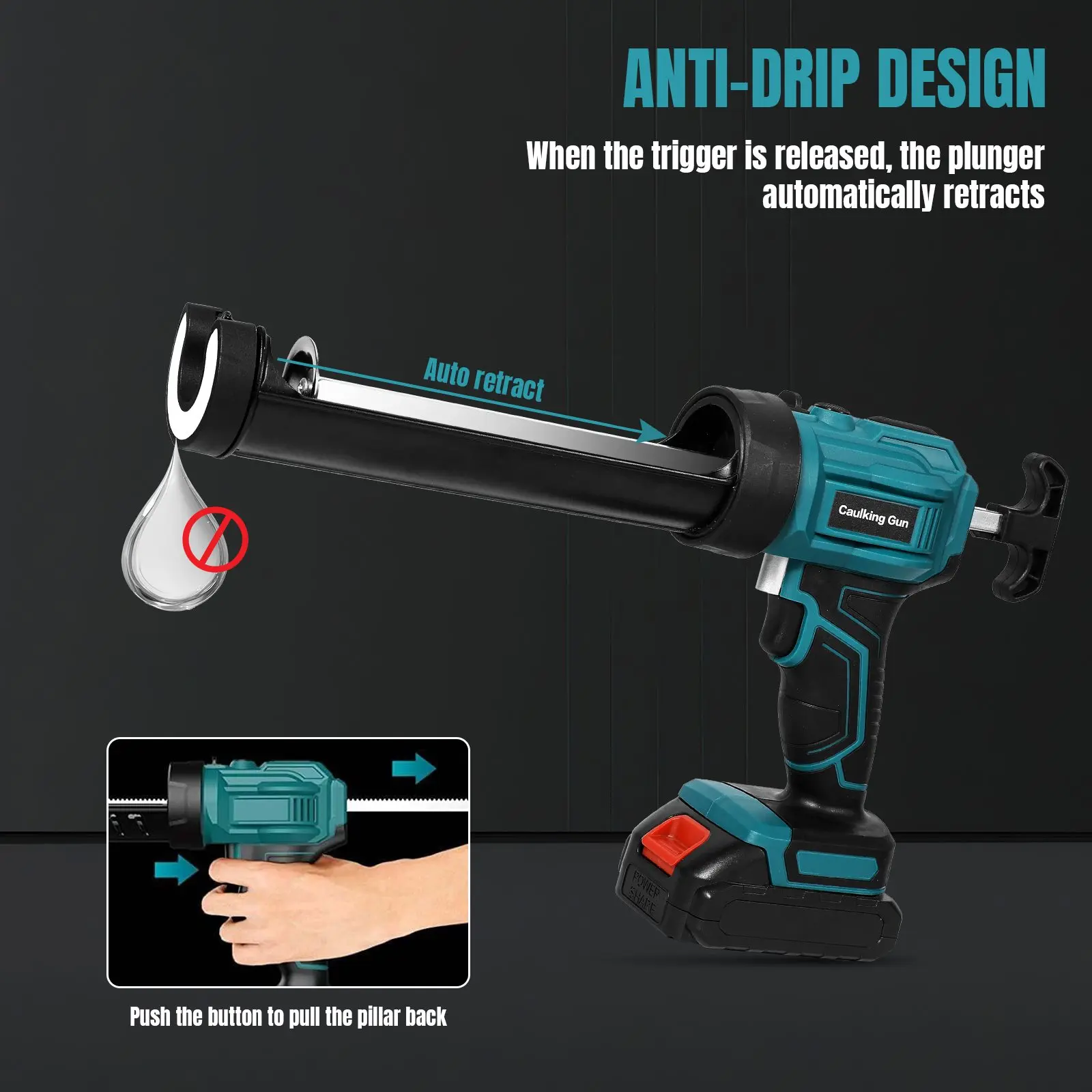 18V Electric Caulking Gun 4 speed Glue Gun LED Wireless Doors and Windows Electric Sewing Glue Tool For Makita Battery