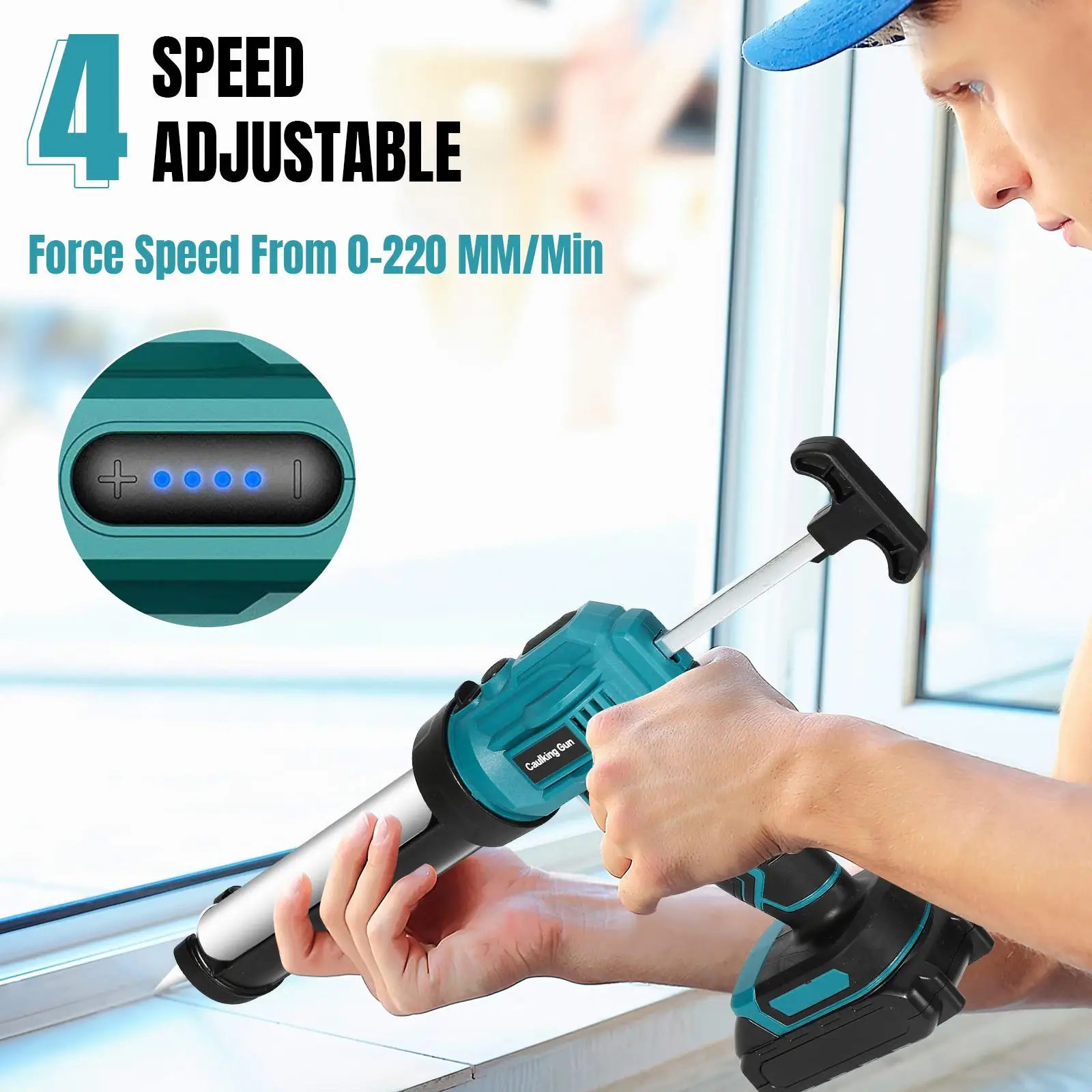 18V Electric Caulking Gun 4 speed Glue Gun LED Wireless Doors and Windows Electric Sewing Glue Tool For Makita Battery
