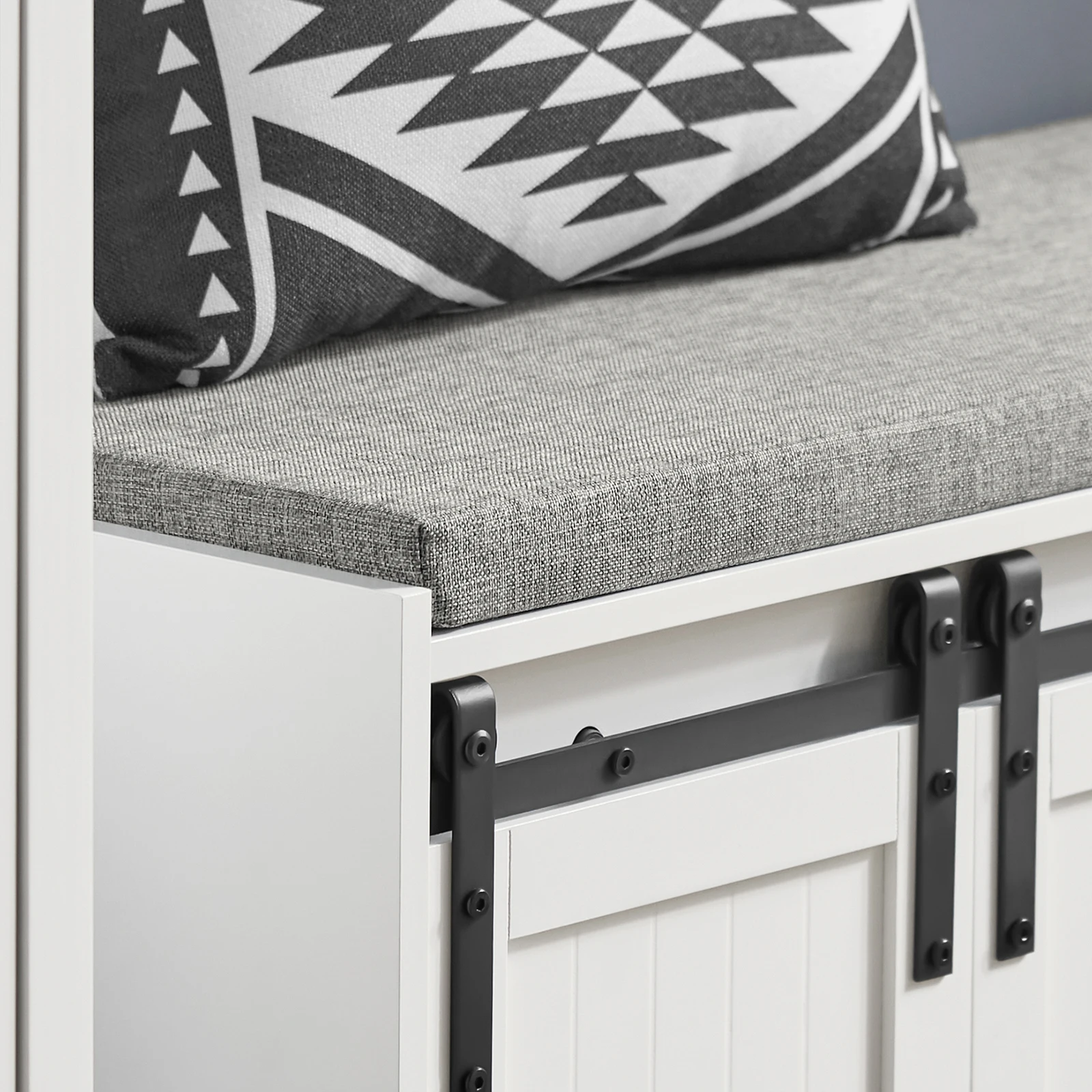 SoBuy FSR133-W shoe bench with seat, storage bench, hallway bench with sliding doors, shoe chest, shoe rack