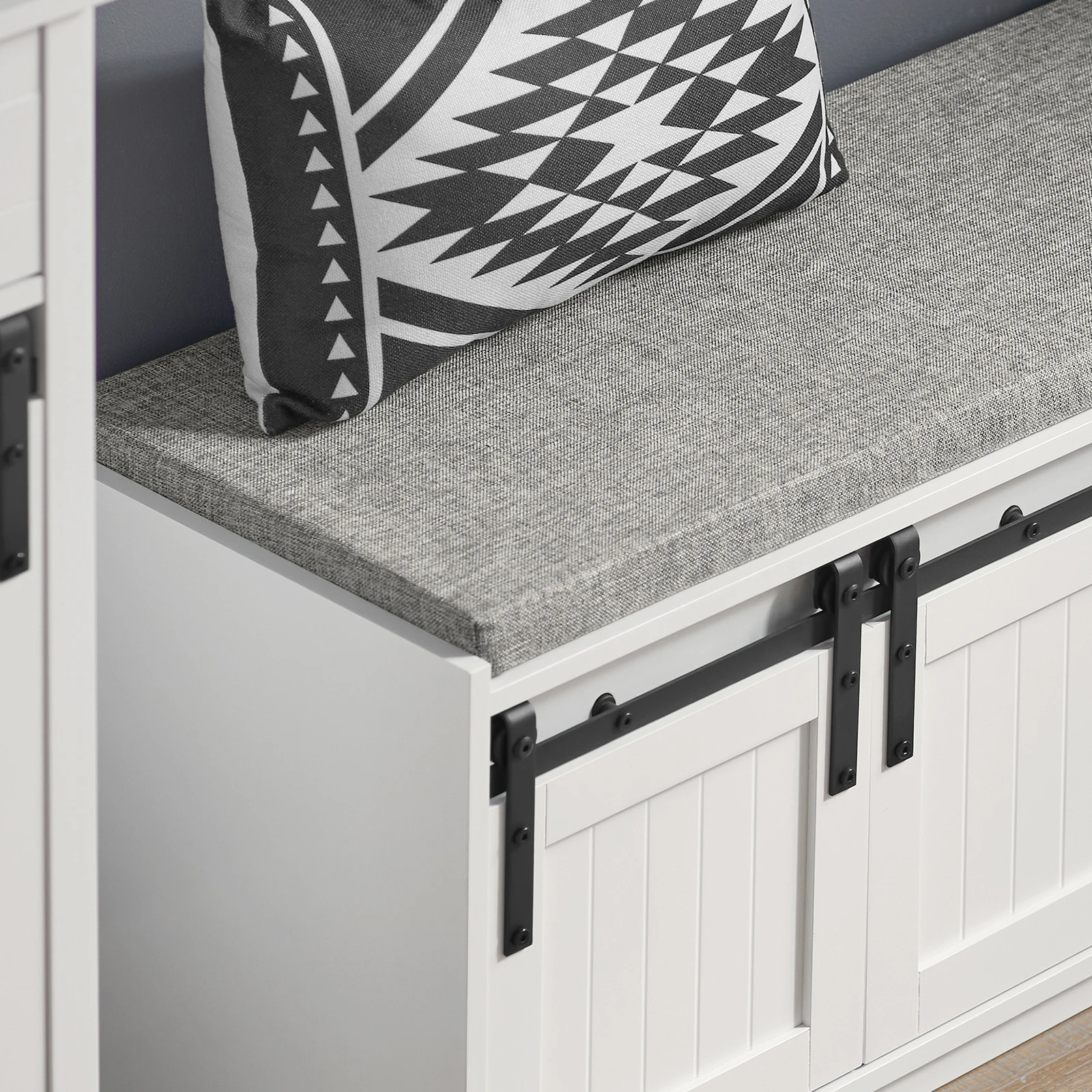 SoBuy FSR133-W shoe bench with seat, storage bench, hallway bench with sliding doors, shoe chest, shoe rack
