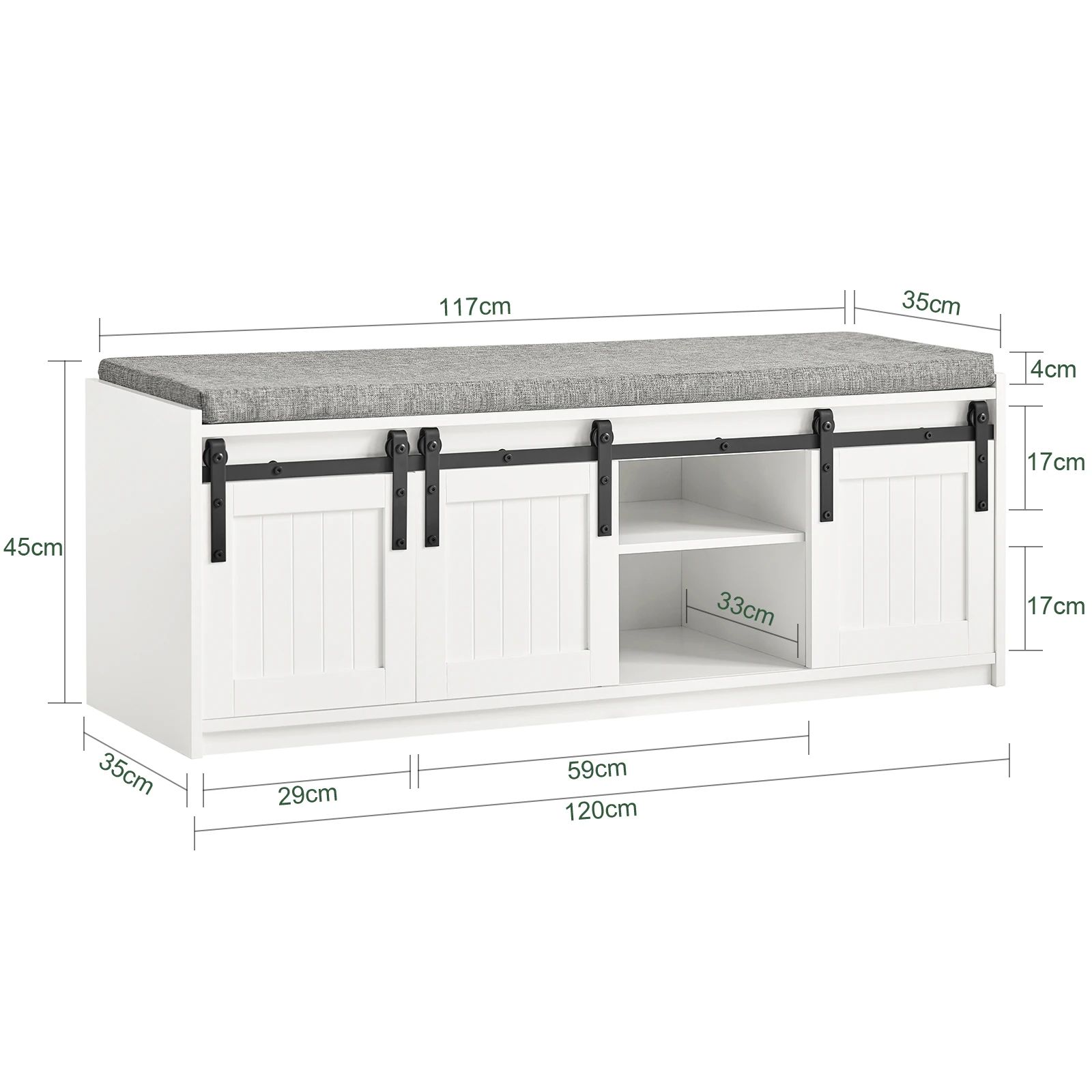 SoBuy FSR133-W shoe bench with seat, storage bench, hallway bench with sliding doors, shoe chest, shoe rack