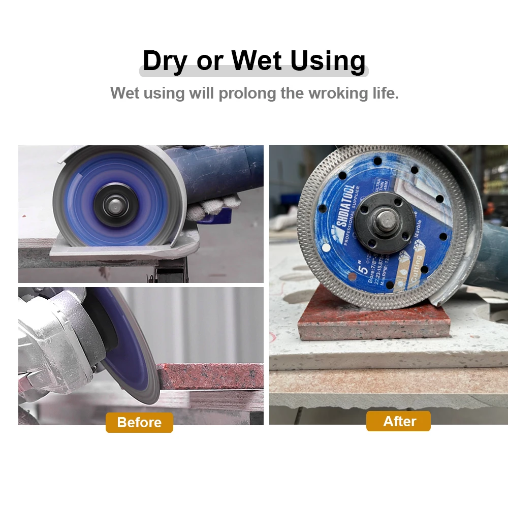 SHDIATOOL 5Pcs Dia115mm Superthin Mesh Cutting Disc Diamond Marble Saw Blade Ceramic Tile Angle Grinder 4.5Inch Circular Cutter