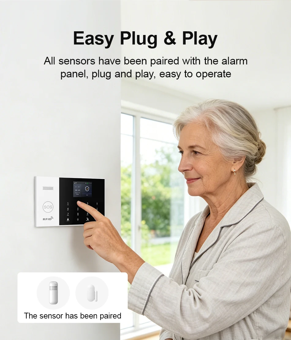 GSM Alarm System Works with Tuya WIFI Smart Secutrity Home Alarm 2G 433MHz Motion Detector Door Sensor Burglar Work Alexa Google