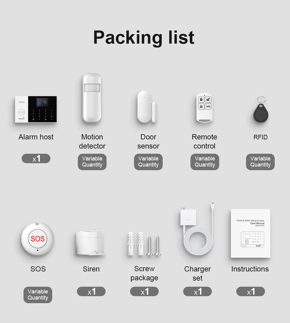 GSM Alarm System Works with Tuya WIFI Smart Secutrity Home Alarm 2G 433MHz Motion Detector Door Sensor Burglar Work Alexa Google
