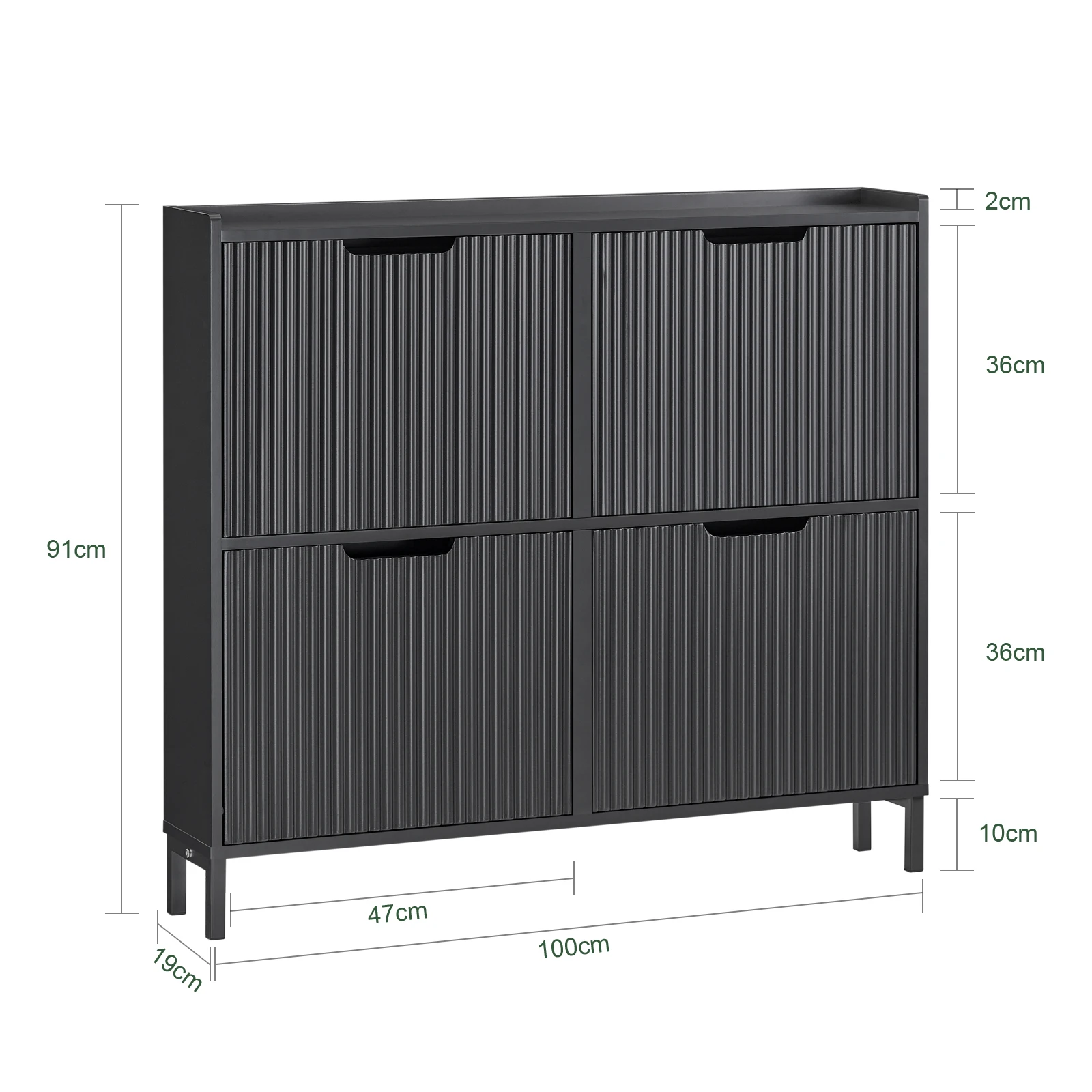 SoBuy FSR177-L 4 flap shoe cabinet narrow shoe rack 4 shelf surface shoe chest of drawers shoe shelf